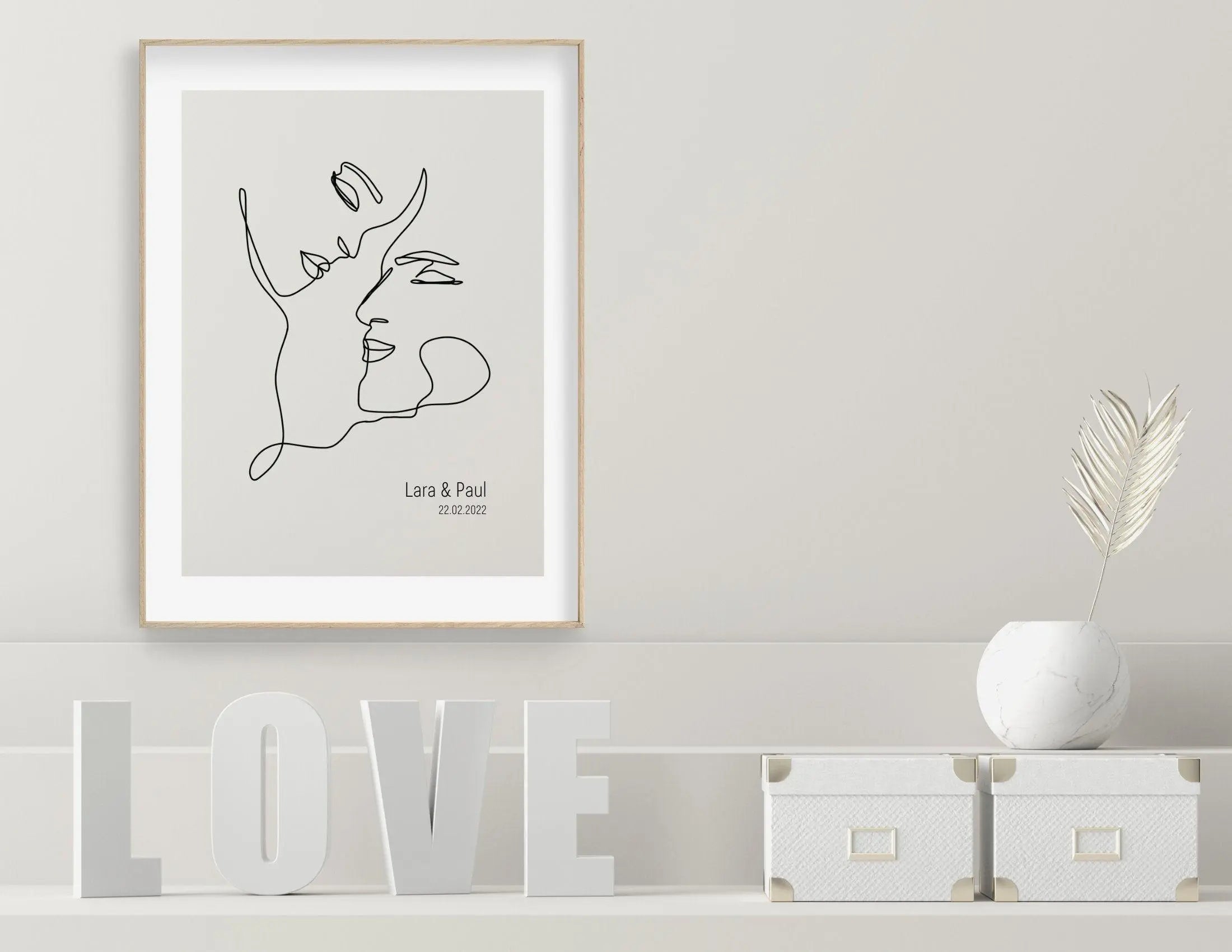 Poster | Hochzeit | One Line Art | Liebende | personalisiert - Roo's Gift Shop