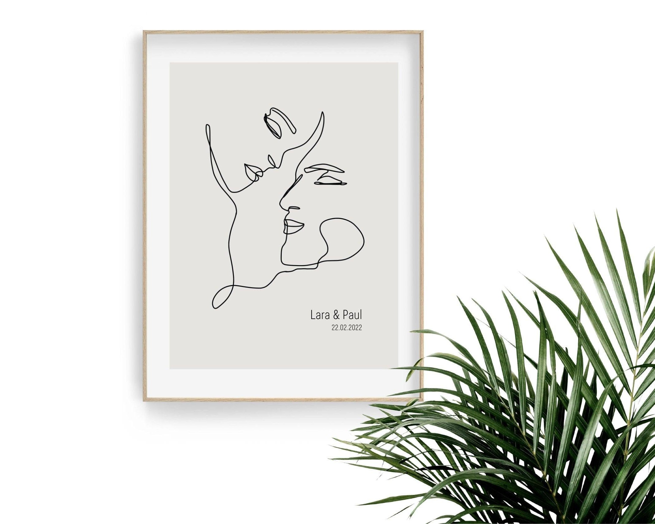 Poster | Hochzeit | One Line Art | Liebende | personalisiert - Roo's Gift Shop