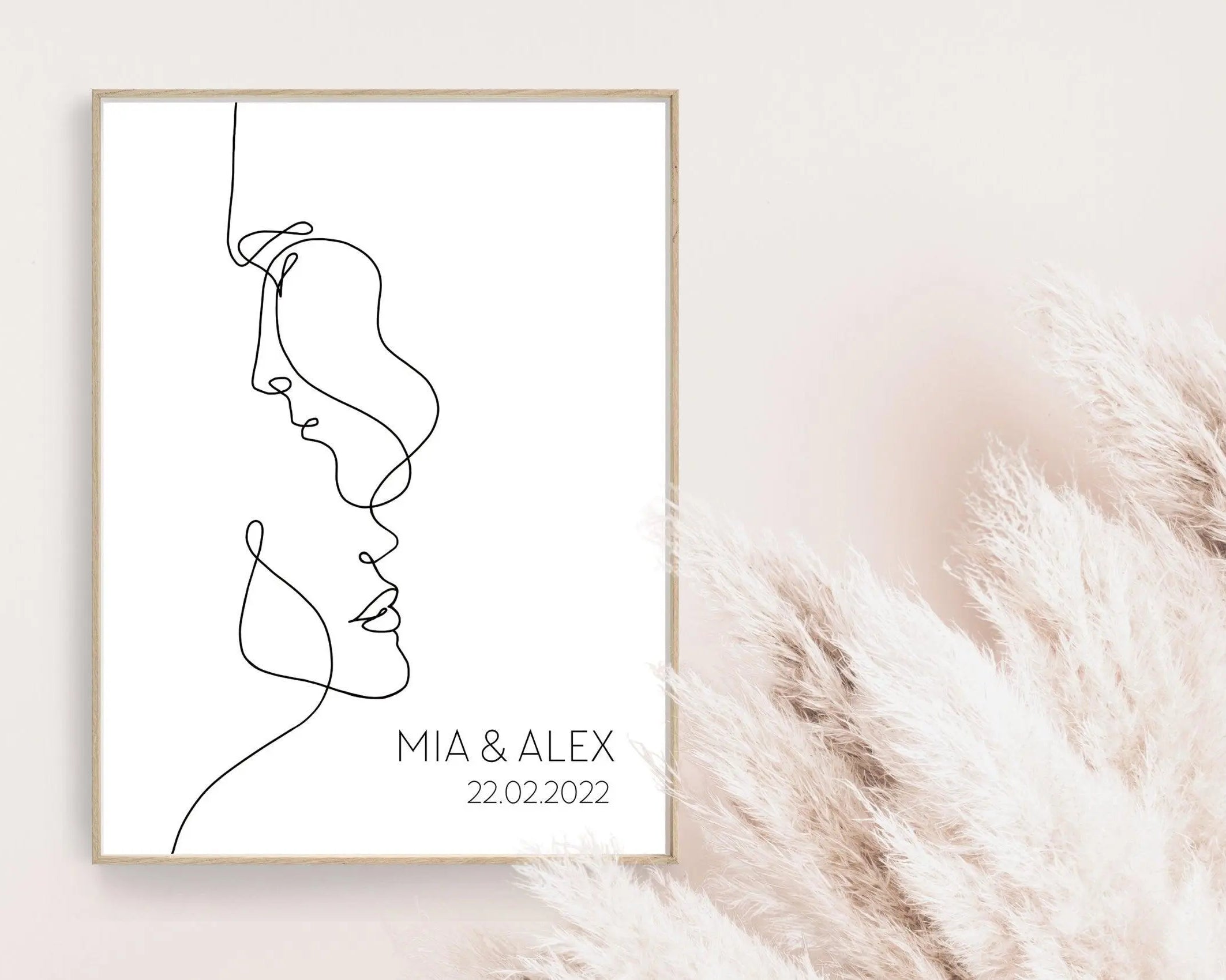 Poster | Hochzeit | One Line Art Paar | personalisiert - Roo's Gift Shop