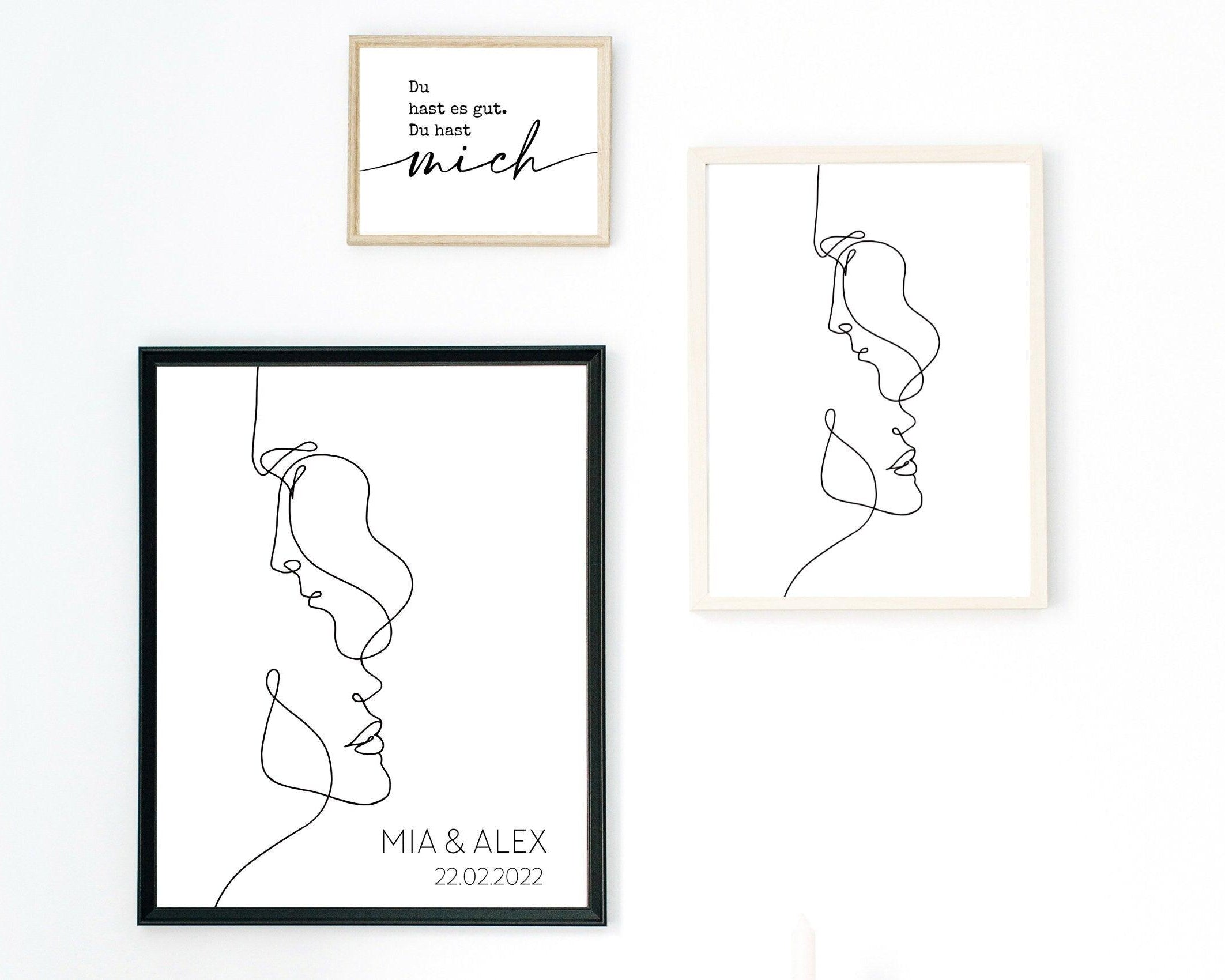 Poster | Hochzeit | One Line Art Paar | personalisiert - Roo's Gift Shop