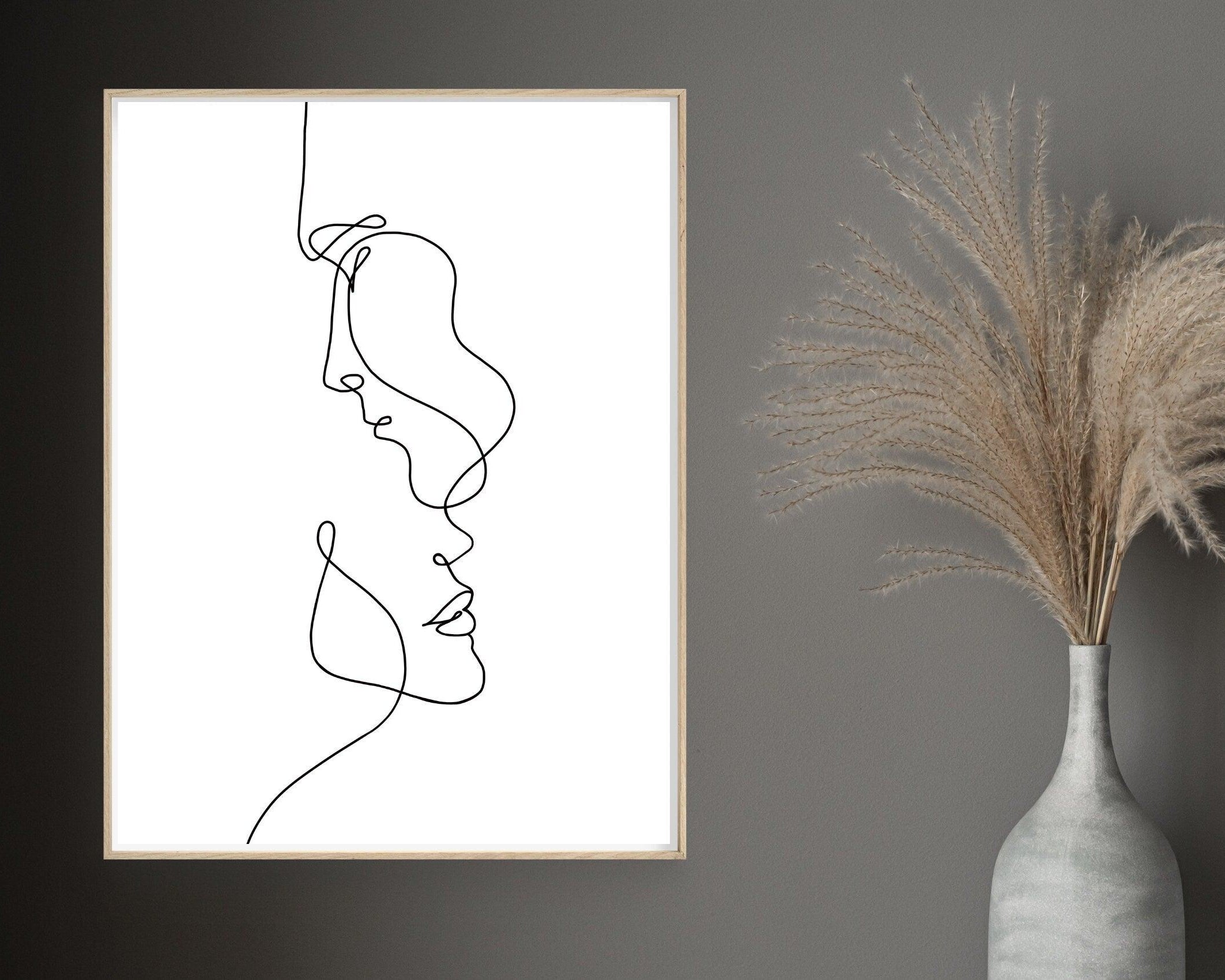 Poster | Hochzeit | One Line Art Paar | personalisiert - Roo's Gift Shop