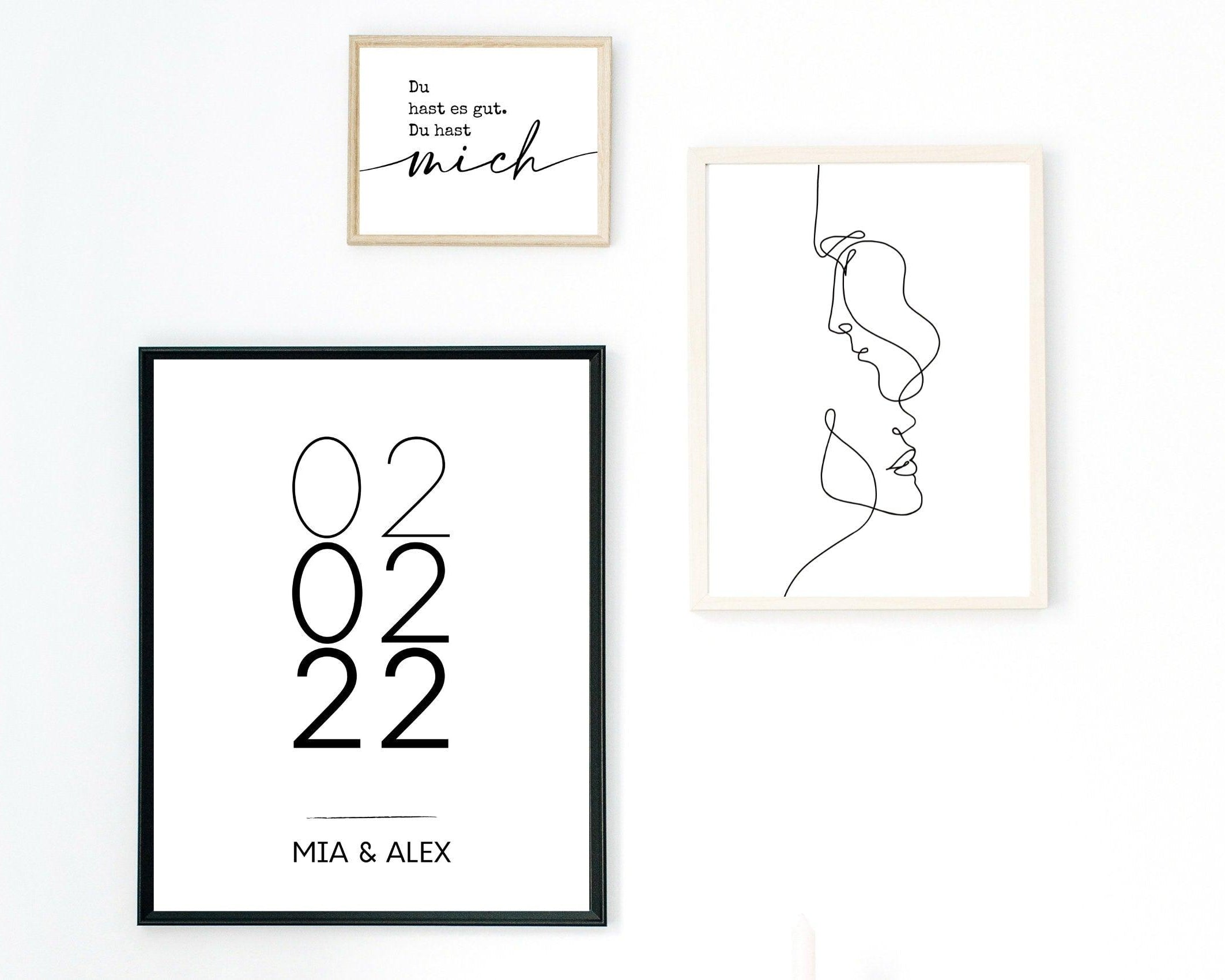 Poster | Hochzeit | One Line Art Paar | personalisiert - Roo's Gift Shop