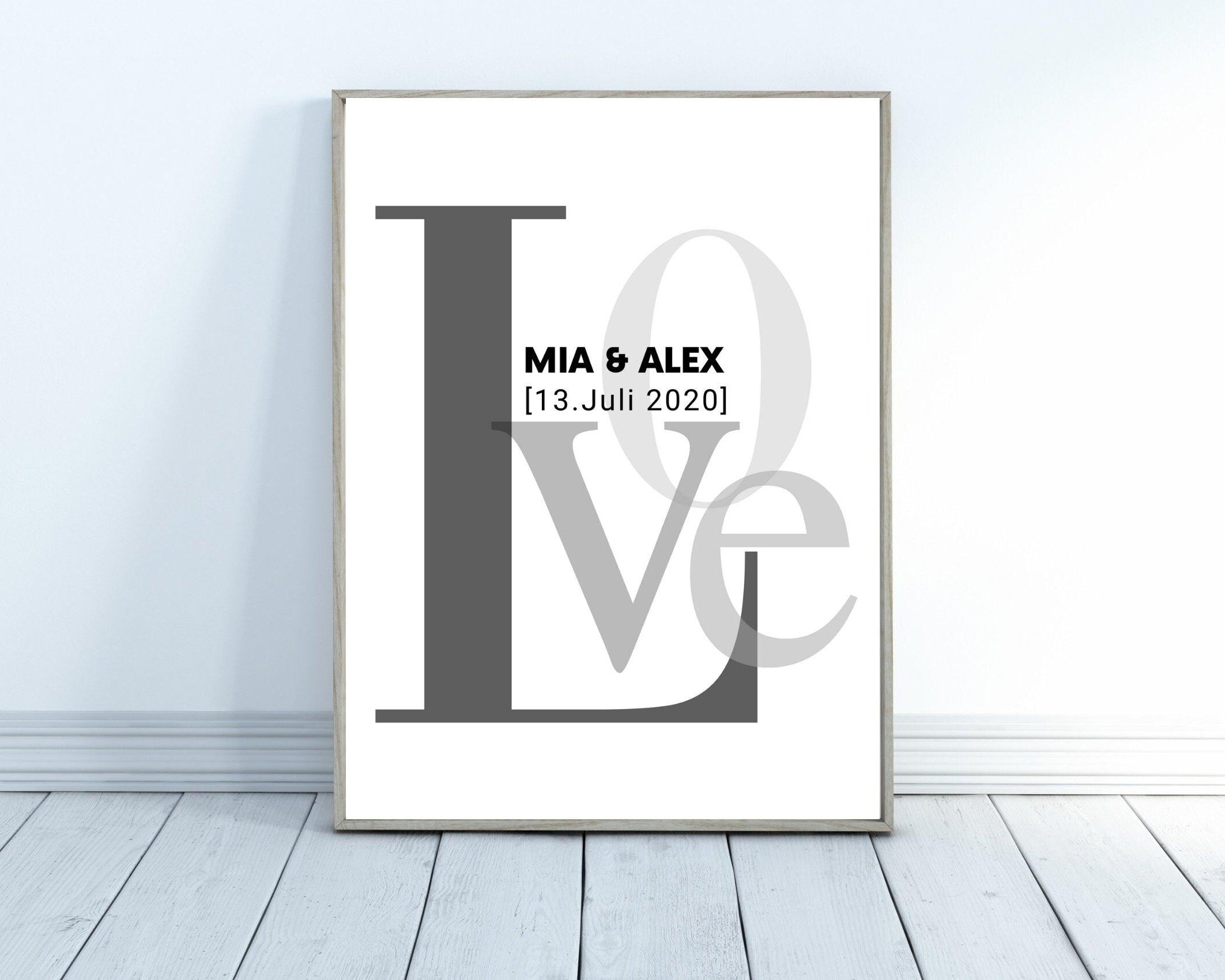 Poster | Hochzeit | personalisiertes Geschenk | LOVE - Roo's Gift Shop