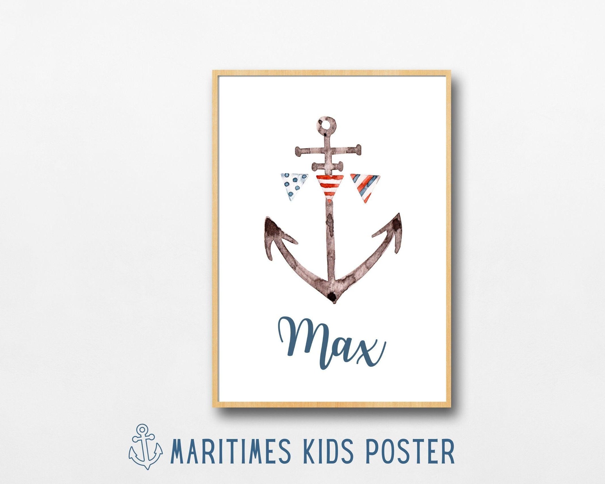 Poster | Kids | maritime Hasen | personalisiert - Roo's Gift Shop