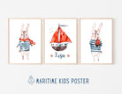 Poster | Kids | maritime Hasen | personalisiert - Roo's Gift Shop