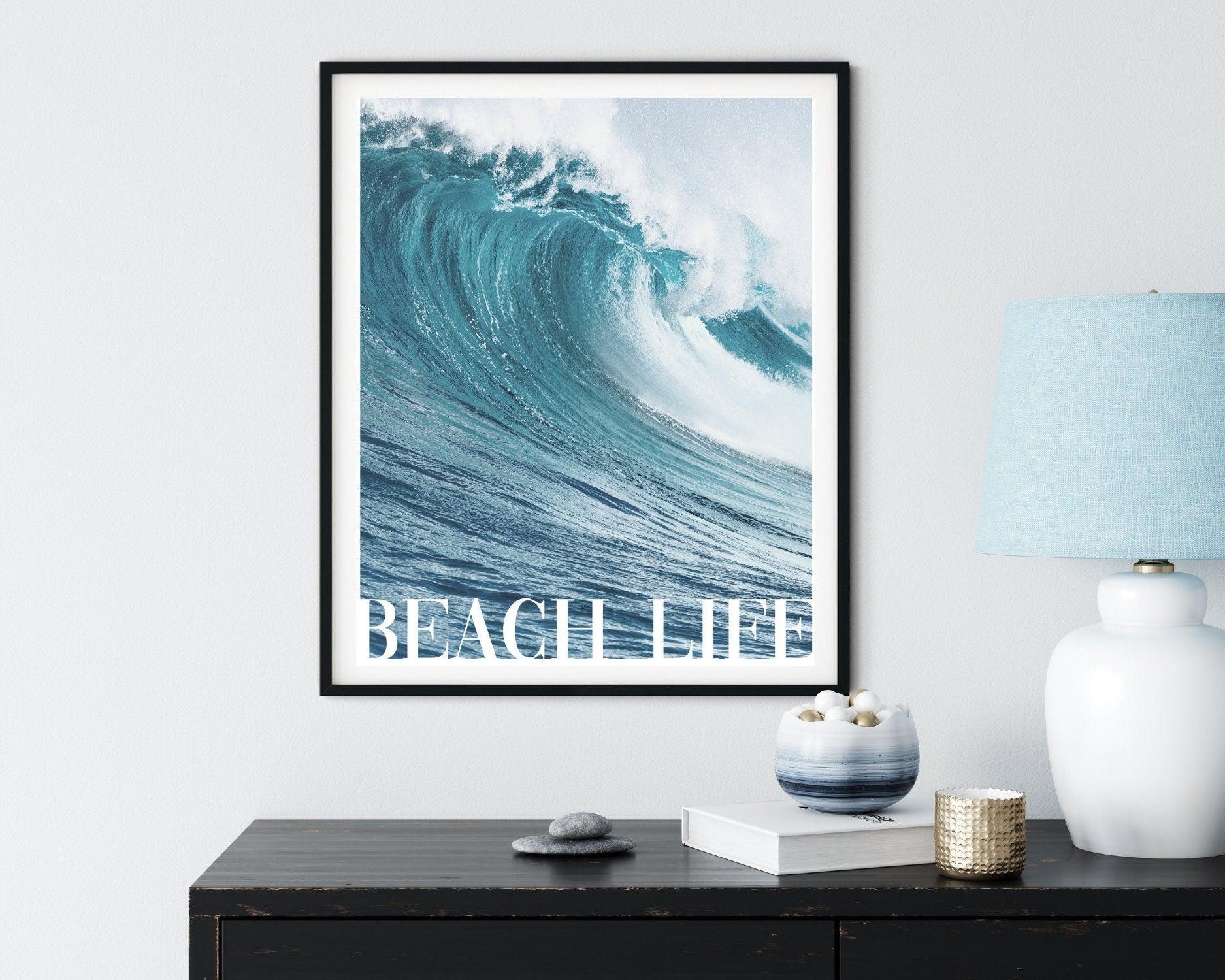 Poster | Meer | Welle | Surfbrett | Palmen - Roo's Gift Shop