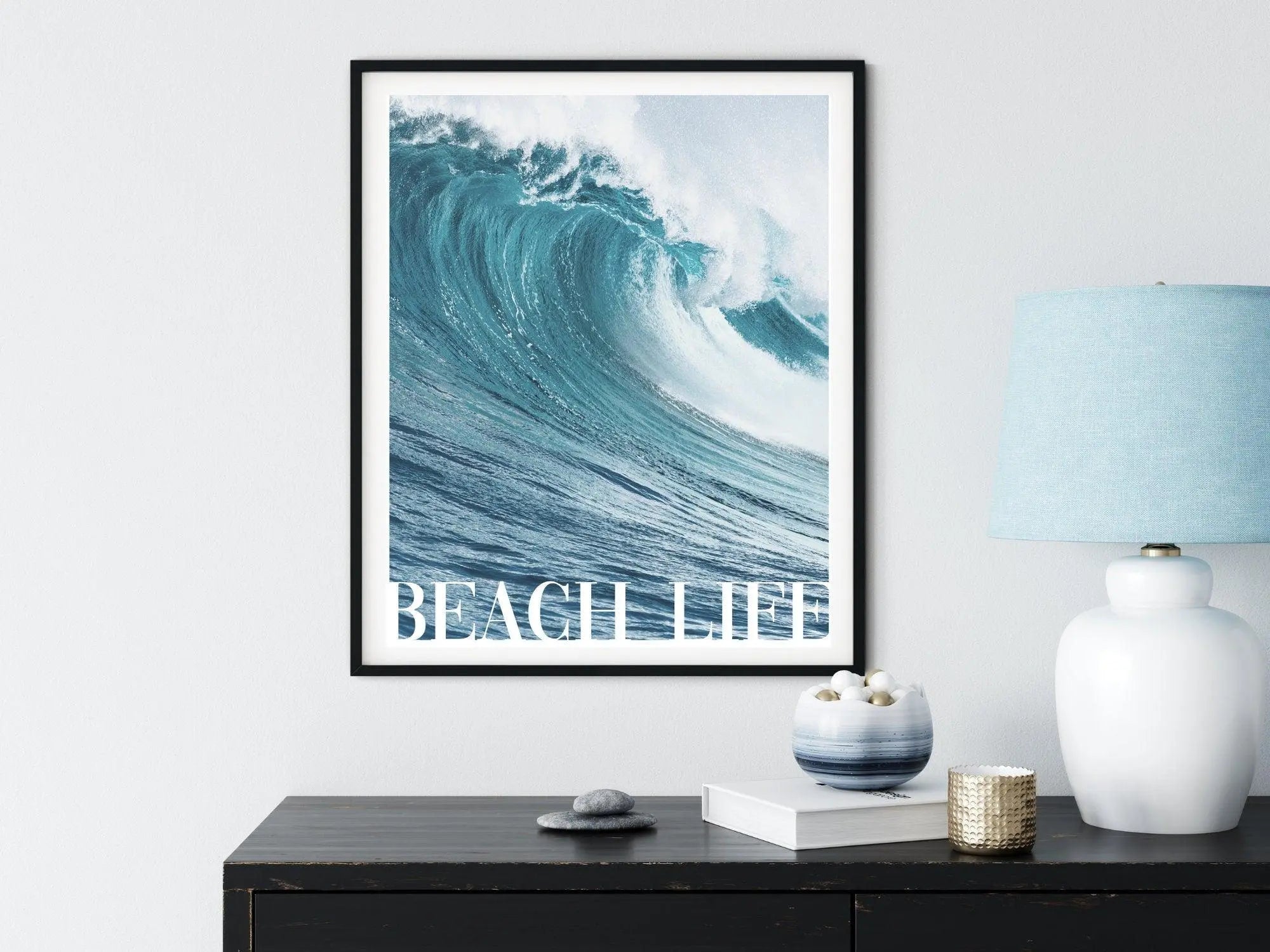 Poster | Meer | Welle | Surfbrett | Palmen - Roo's Gift Shop