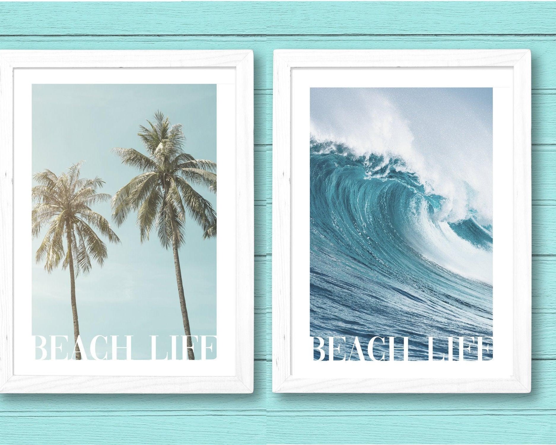 Poster | Meer | Welle | Surfbrett | Palmen - Roo's Gift Shop
