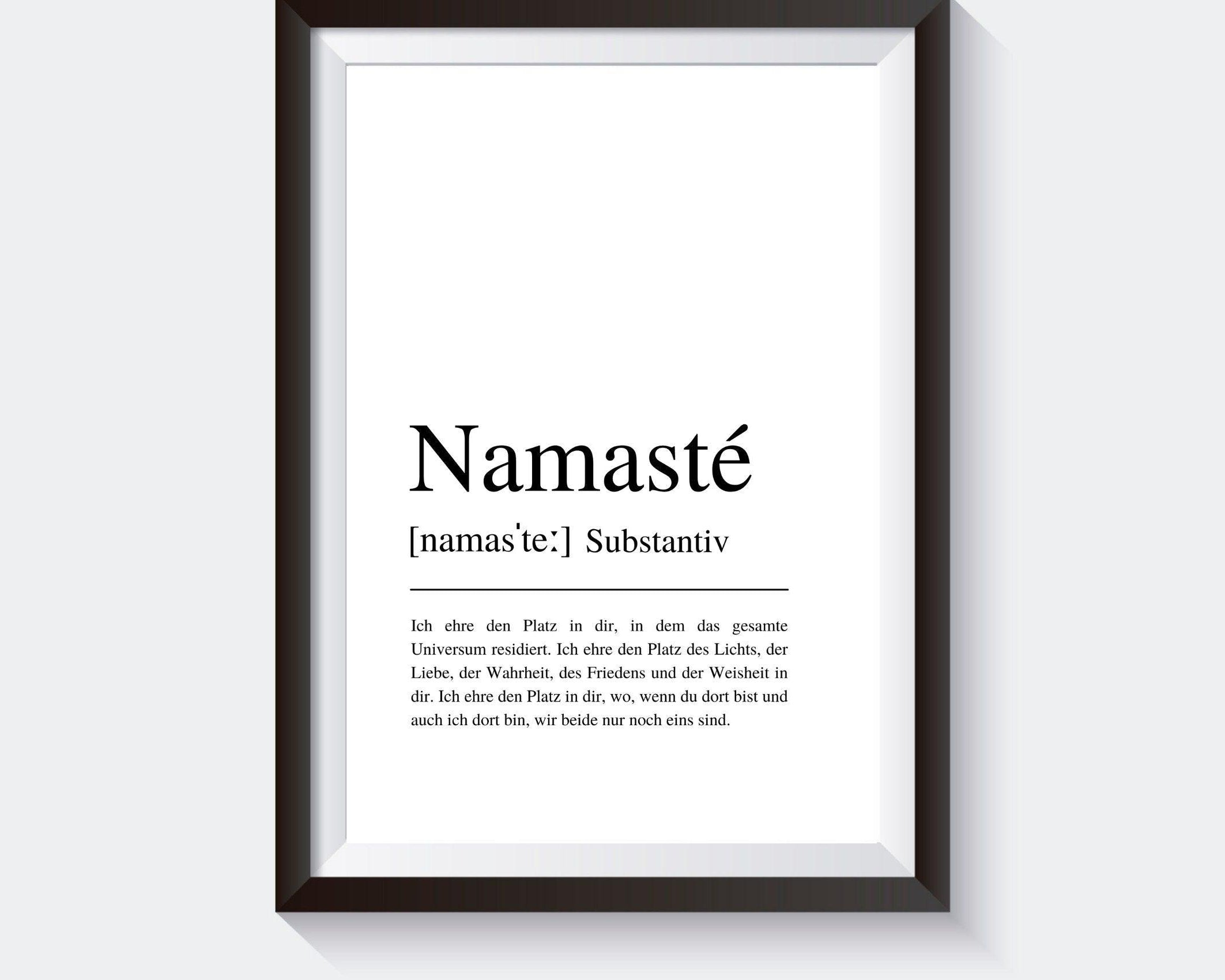 Poster | NAMASTÉ |Definition | Yoga Gruß - Roo's Gift Shop