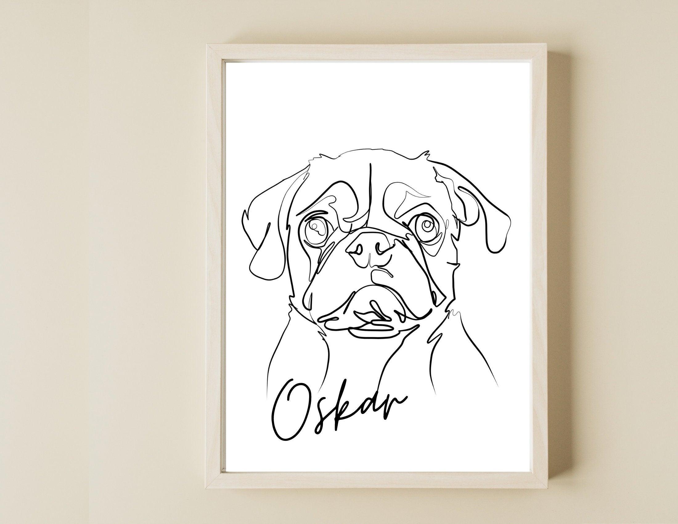 Poster | Portrait von Deinem Hund | One Line Art - Roo's Gift Shop