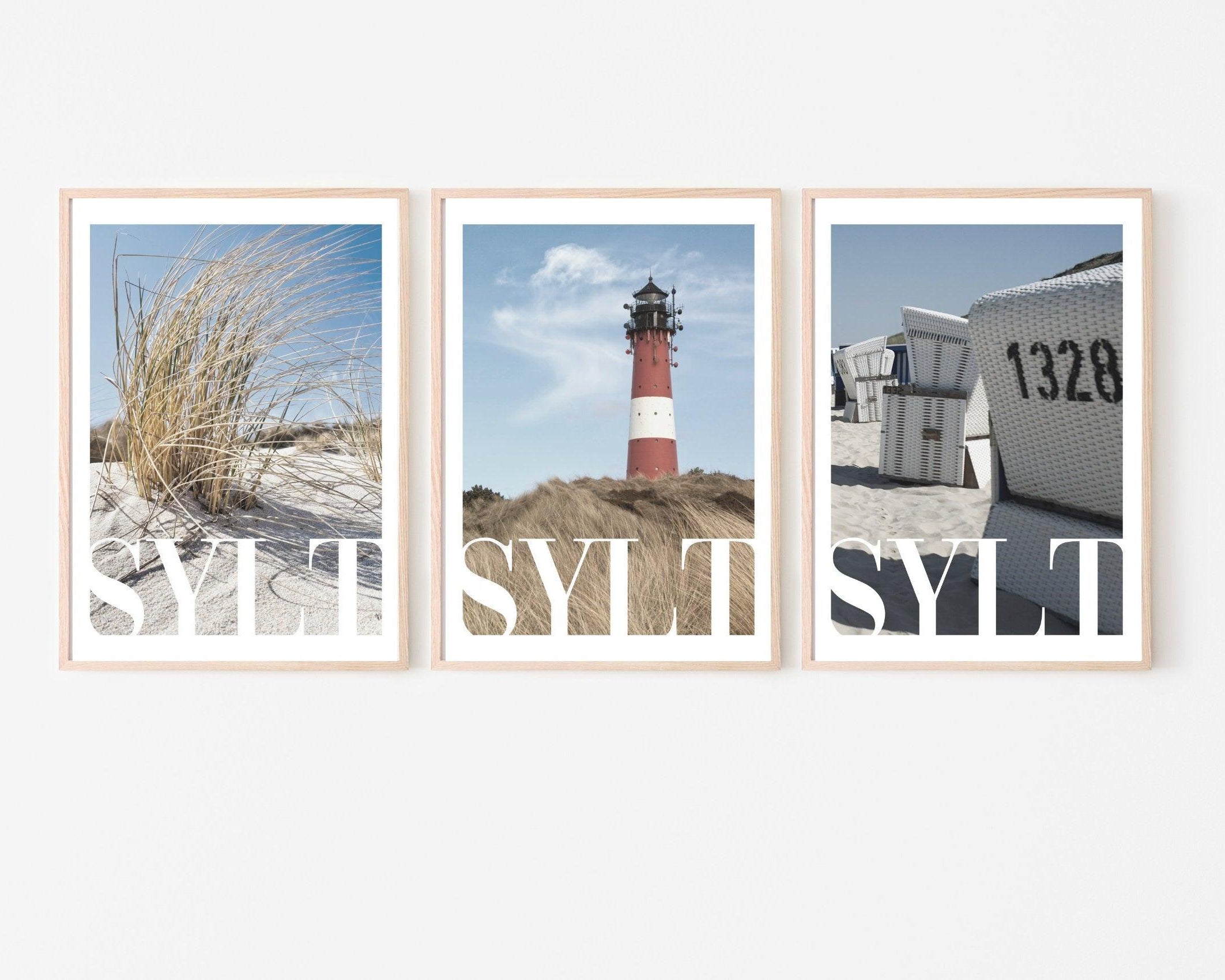 Poster | Sylt Strandkorb Leuchtturm - Roo's Gift Shop