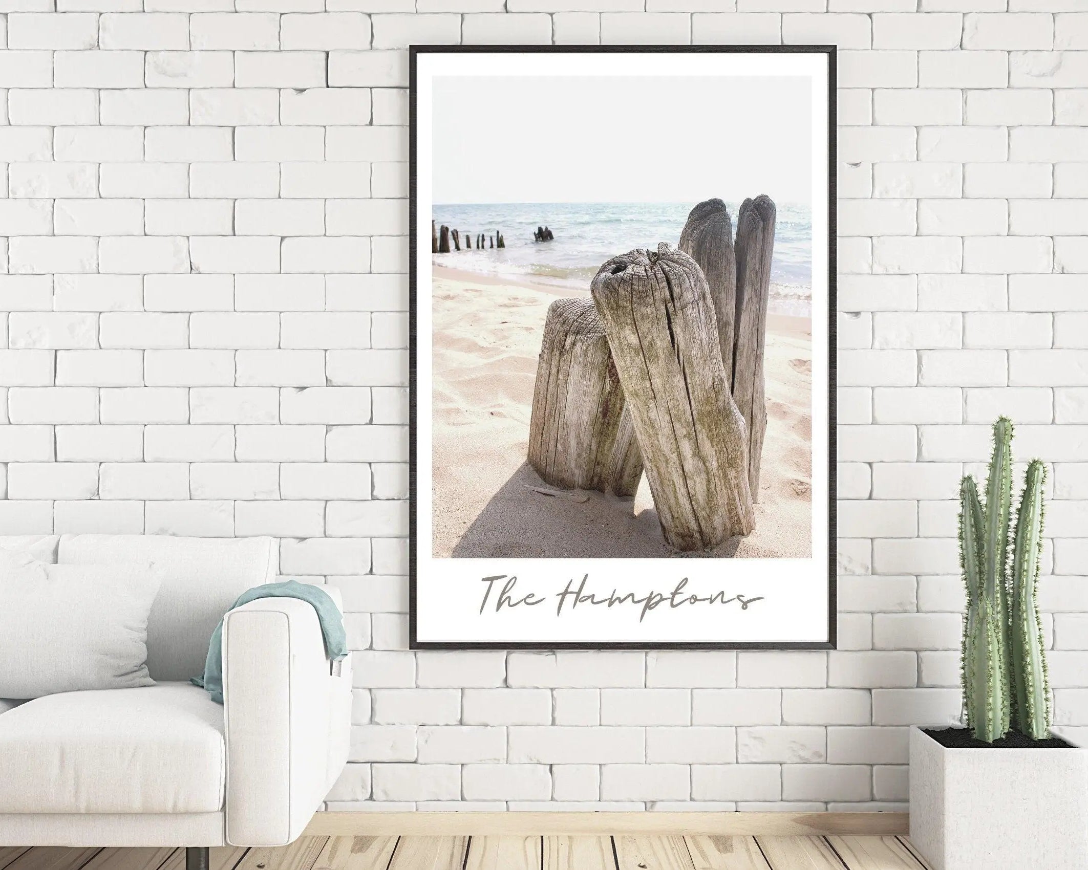 Poster | The Hamptons | Strand | Holz | Driftwood - Roo's Gift Shop