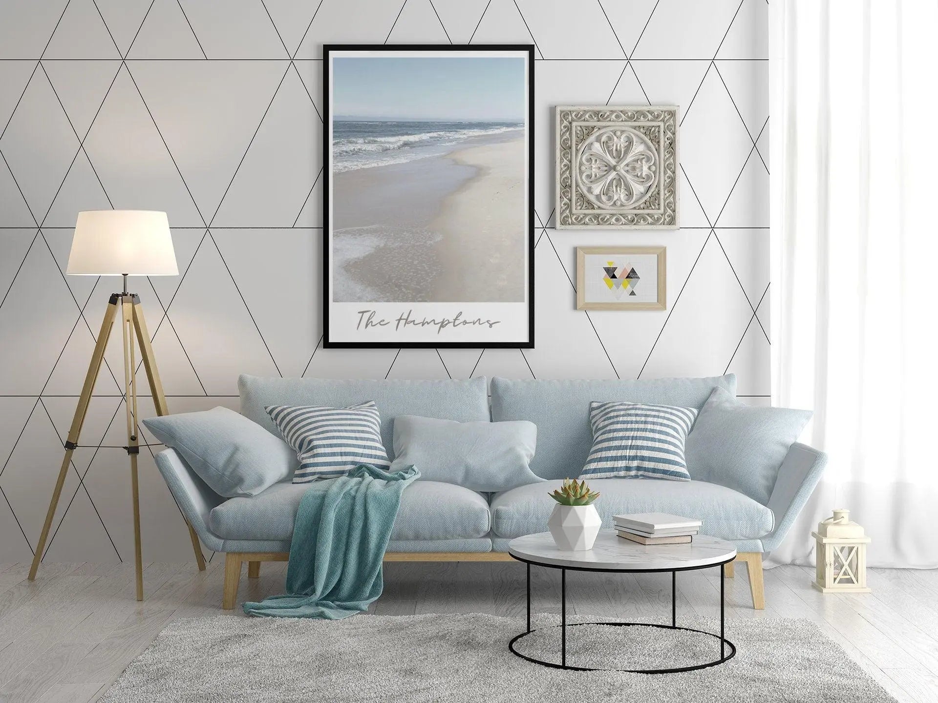 Poster | The Hamptons | Strand | Küstenlinie | Beachline - Roo's Gift Shop