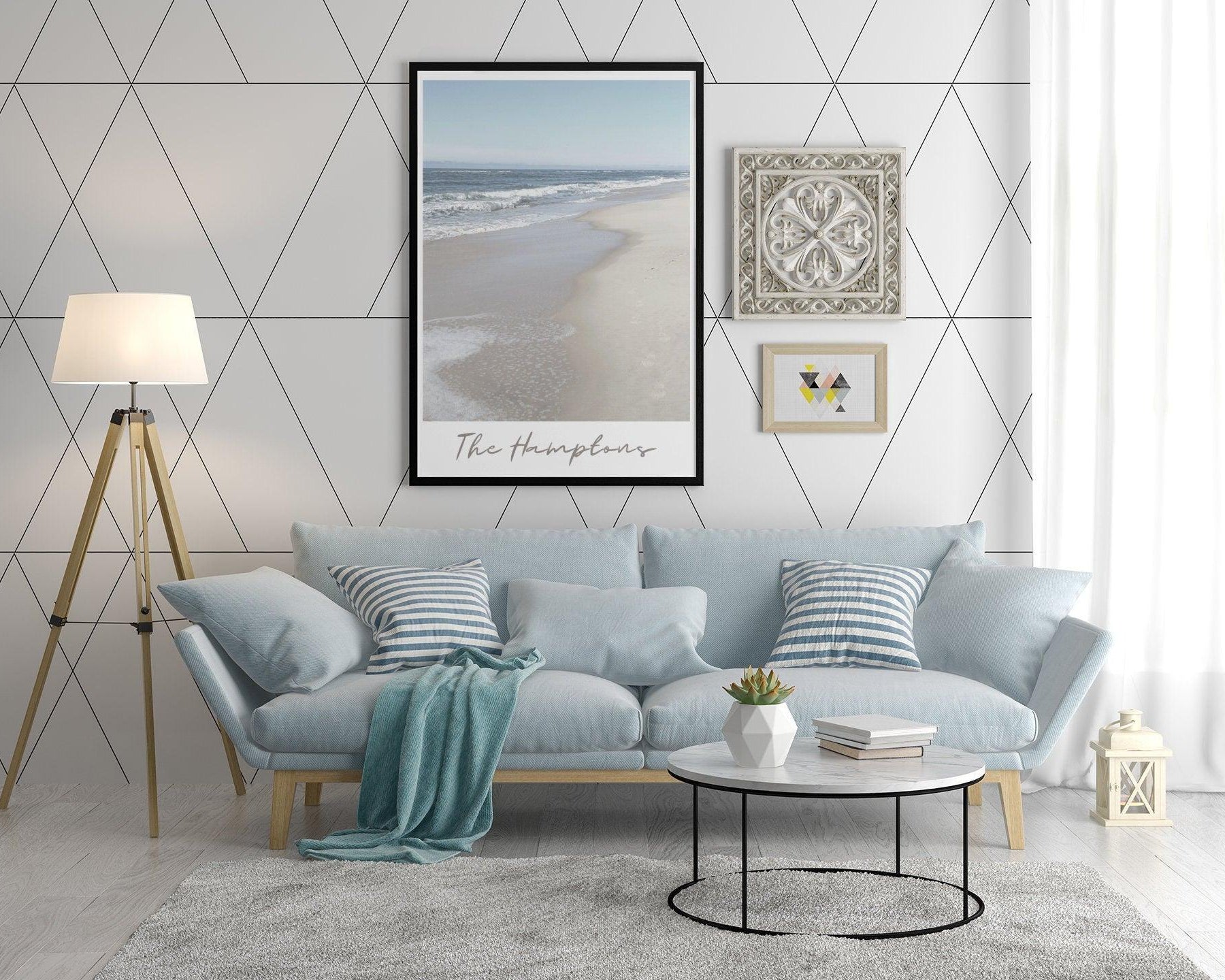 Poster | The Hamptons | Strand | Küstenlinie | Beachline - Roo's Gift Shop
