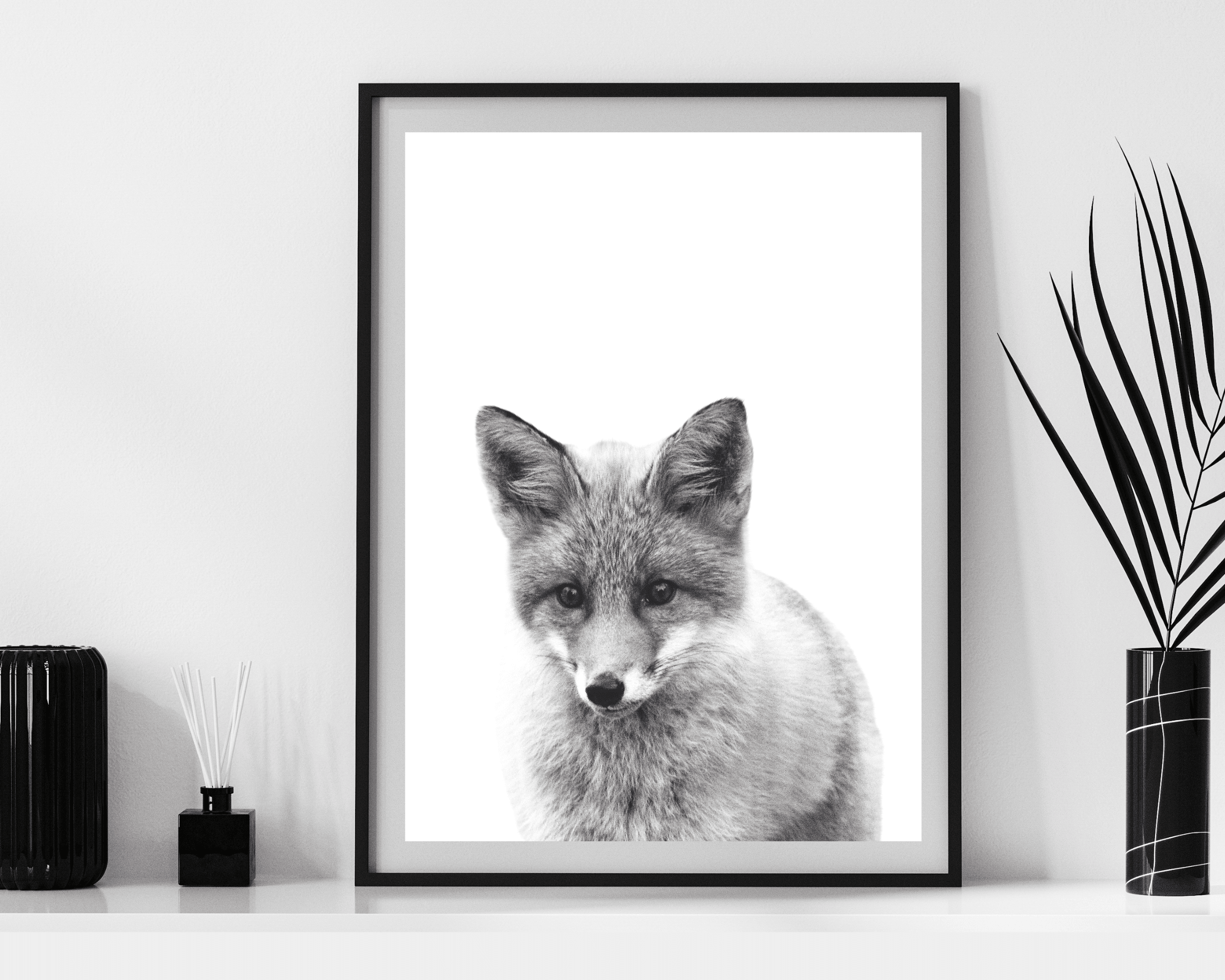 Poster | Tierposter Fuchs | schwarz weiß - Roo's Gift Shop