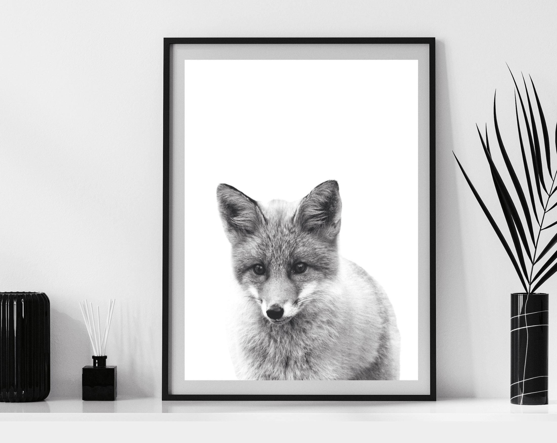 Poster | Tierposter Fuchs | schwarz weiß - Roo's Gift Shop