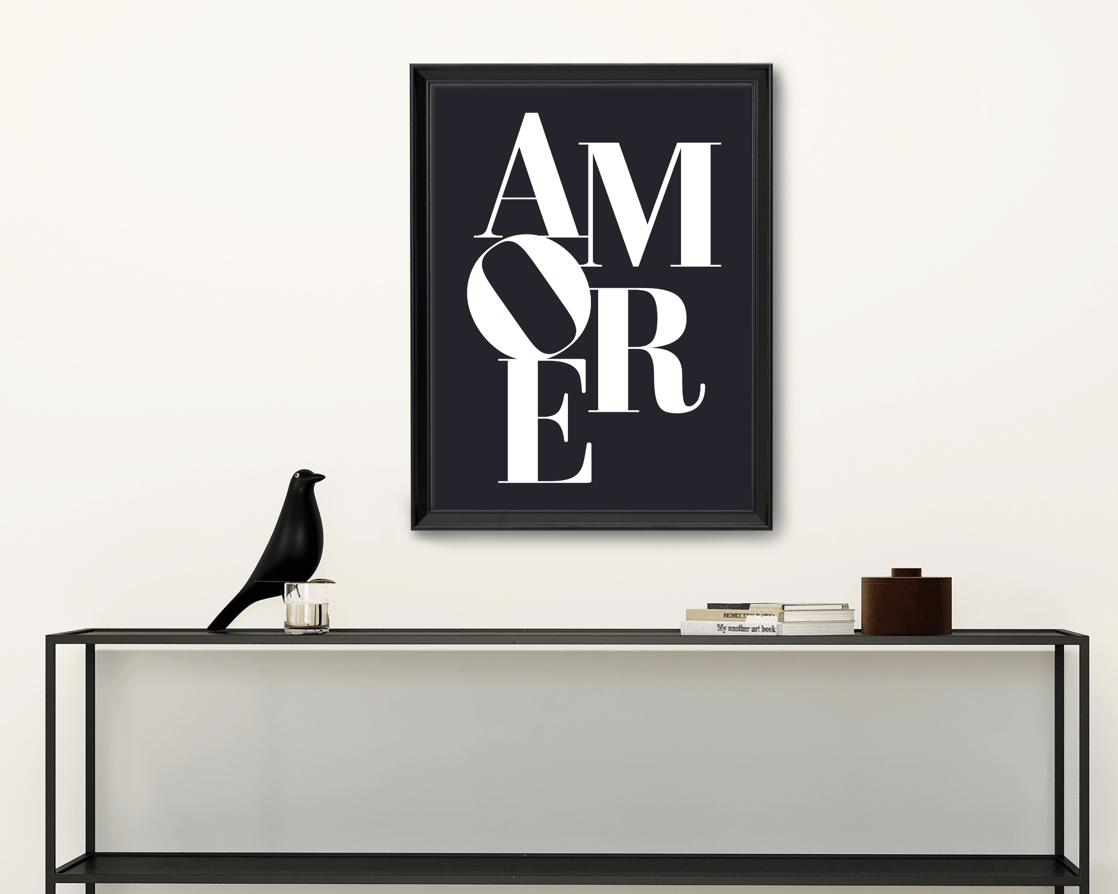 Poster | Typografie AMORE | schwarz - Roo's Gift Shop