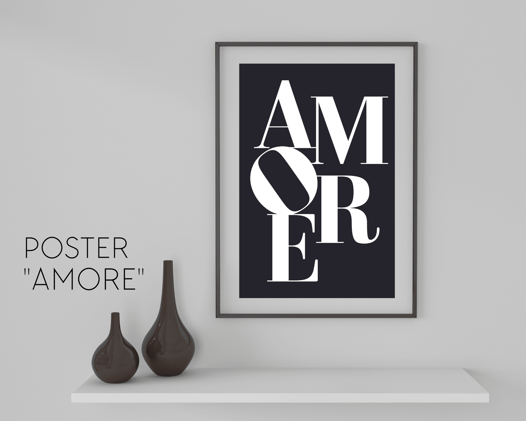 Poster | Typografie AMORE | schwarz - Roo's Gift Shop