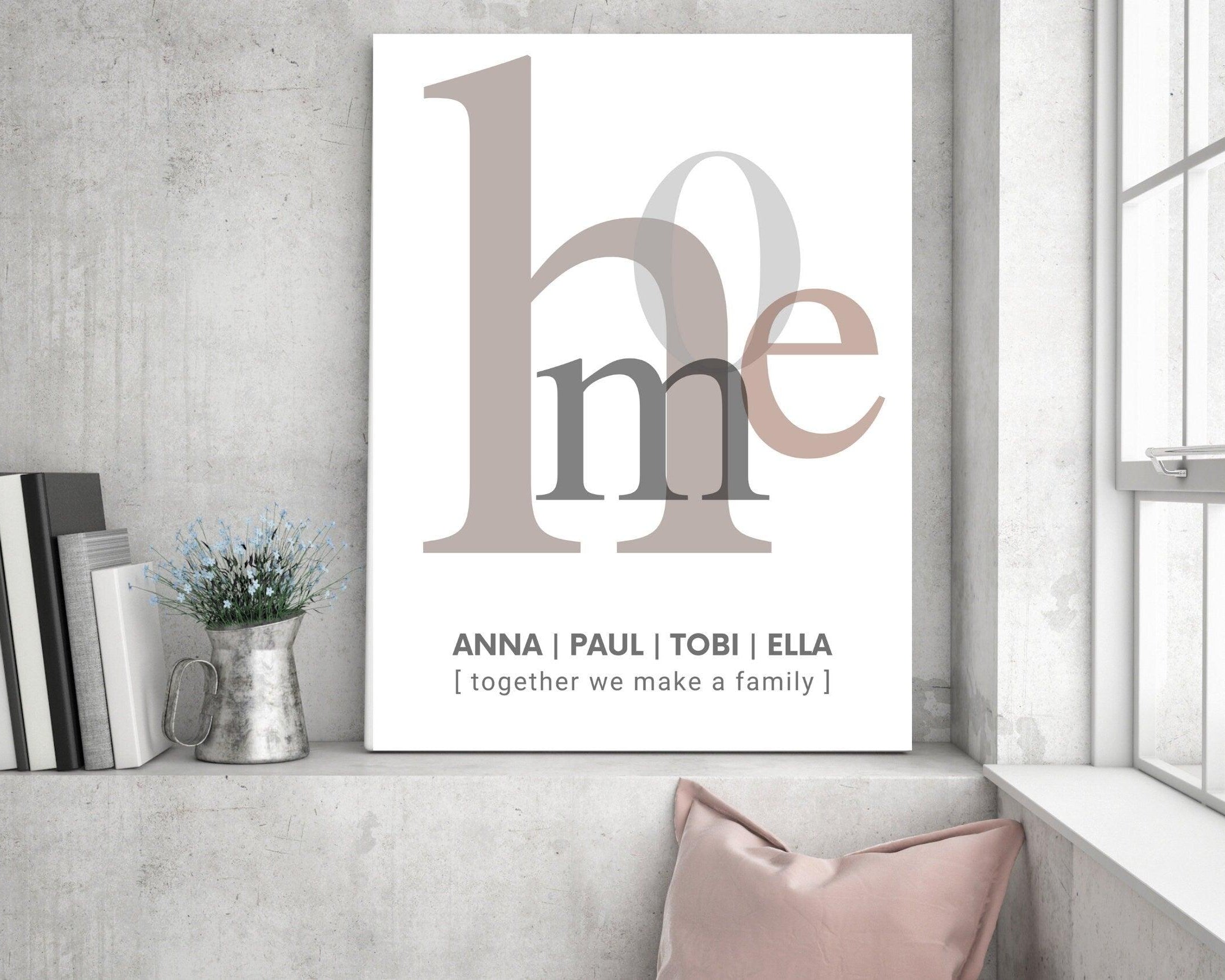 Poster | Typografie HOME | Familie | personalisierbar - Roo's Gift Shop
