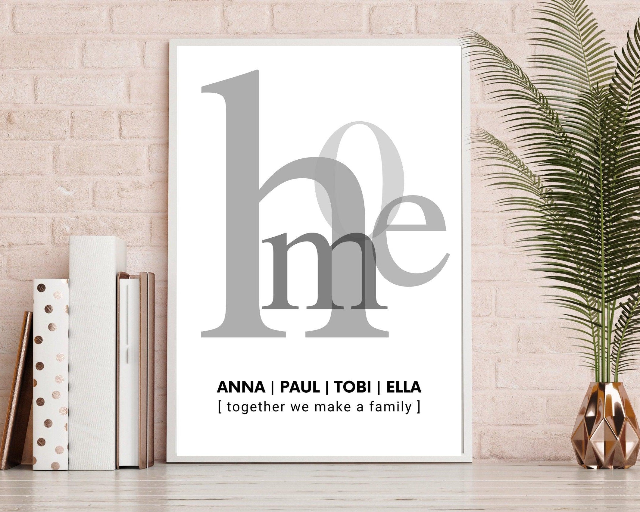 Poster | Typografie HOME | Familie | personalisierbar - Roo's Gift Shop