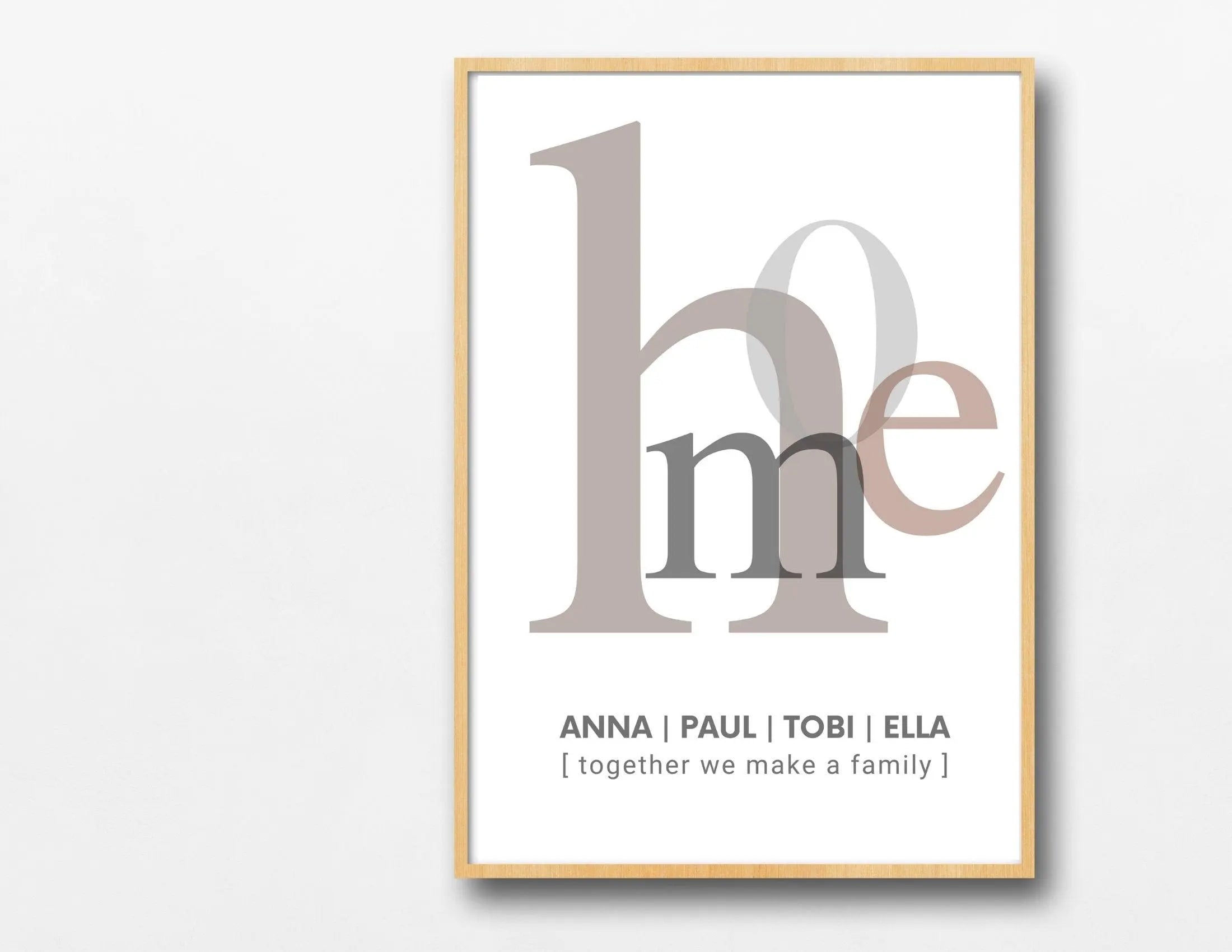 Poster | Typografie HOME | Familie | personalisierbar - Roo's Gift Shop