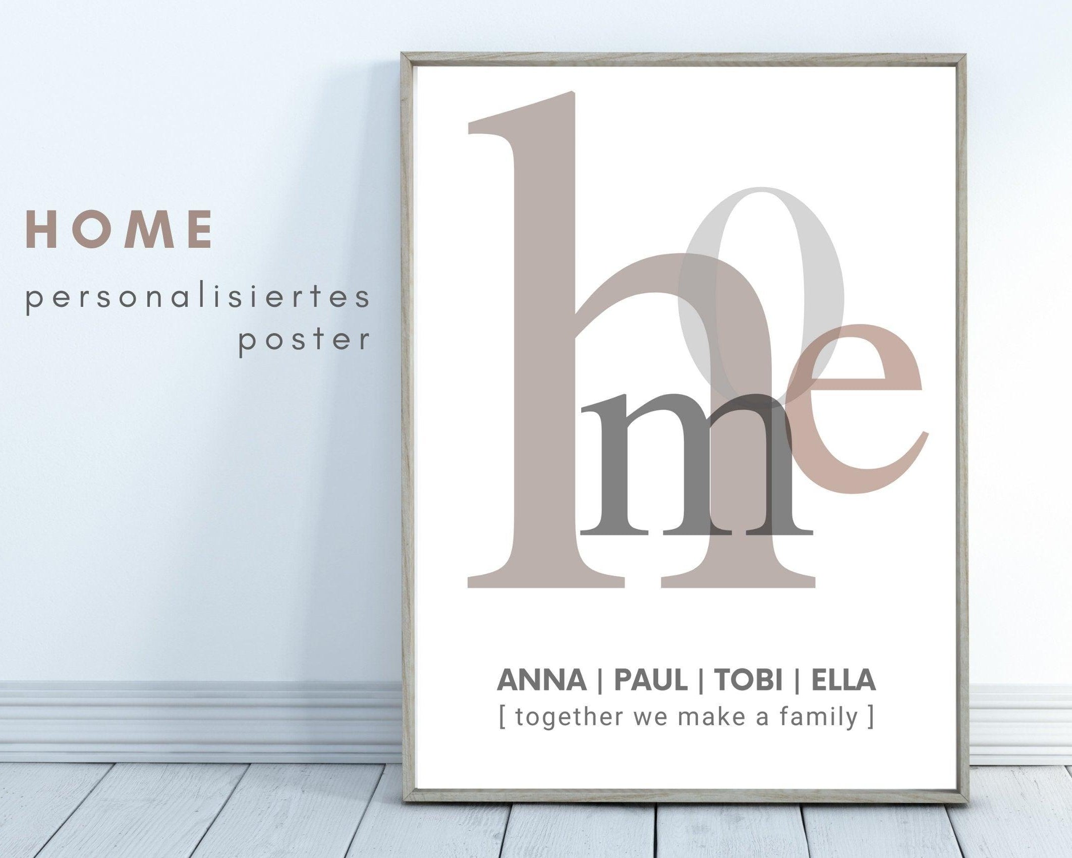 Poster | Typografie HOME | Familie | personalisierbar - Roo's Gift Shop