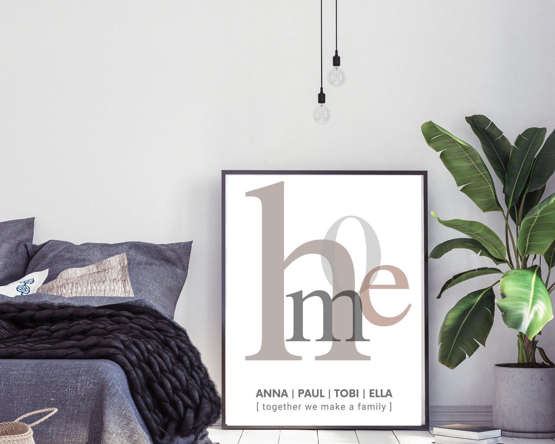 Poster | Typografie HOME | Familie | personalisierbar - Roo's Gift Shop