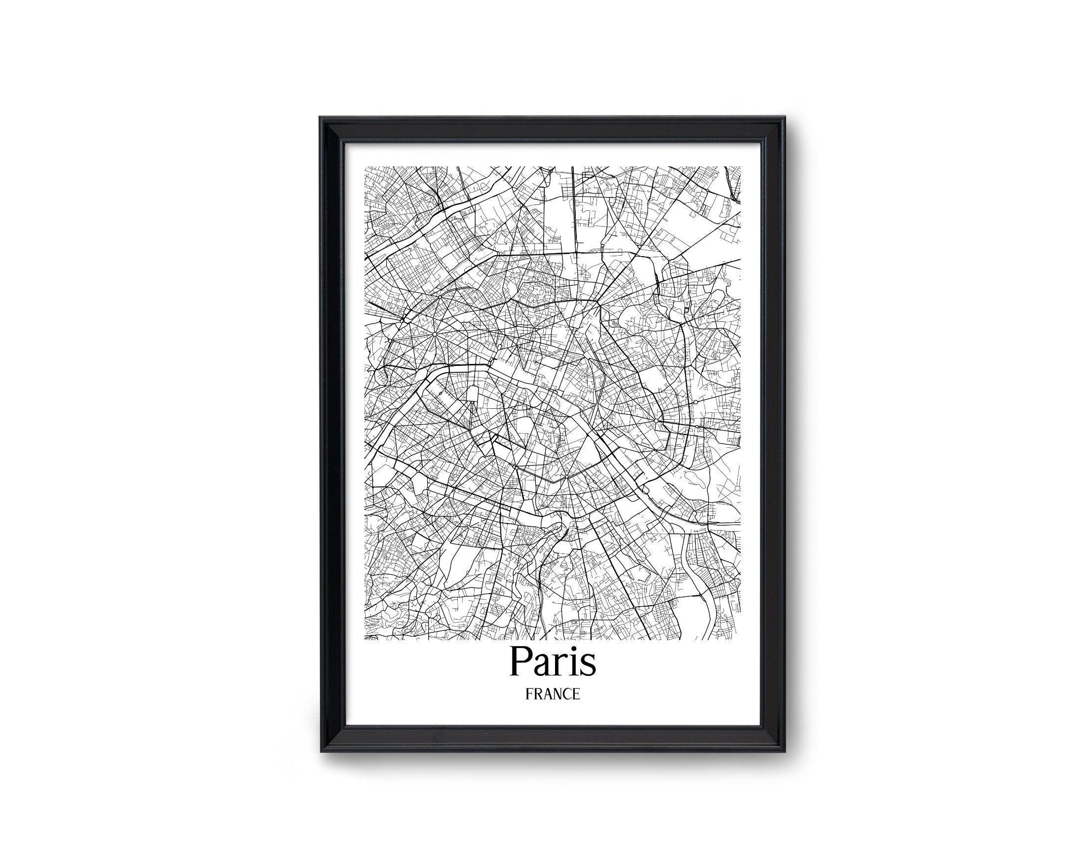 Poster Paris | Stadtplan | 14 weitere europäische Städte - Roo's Gift Shop