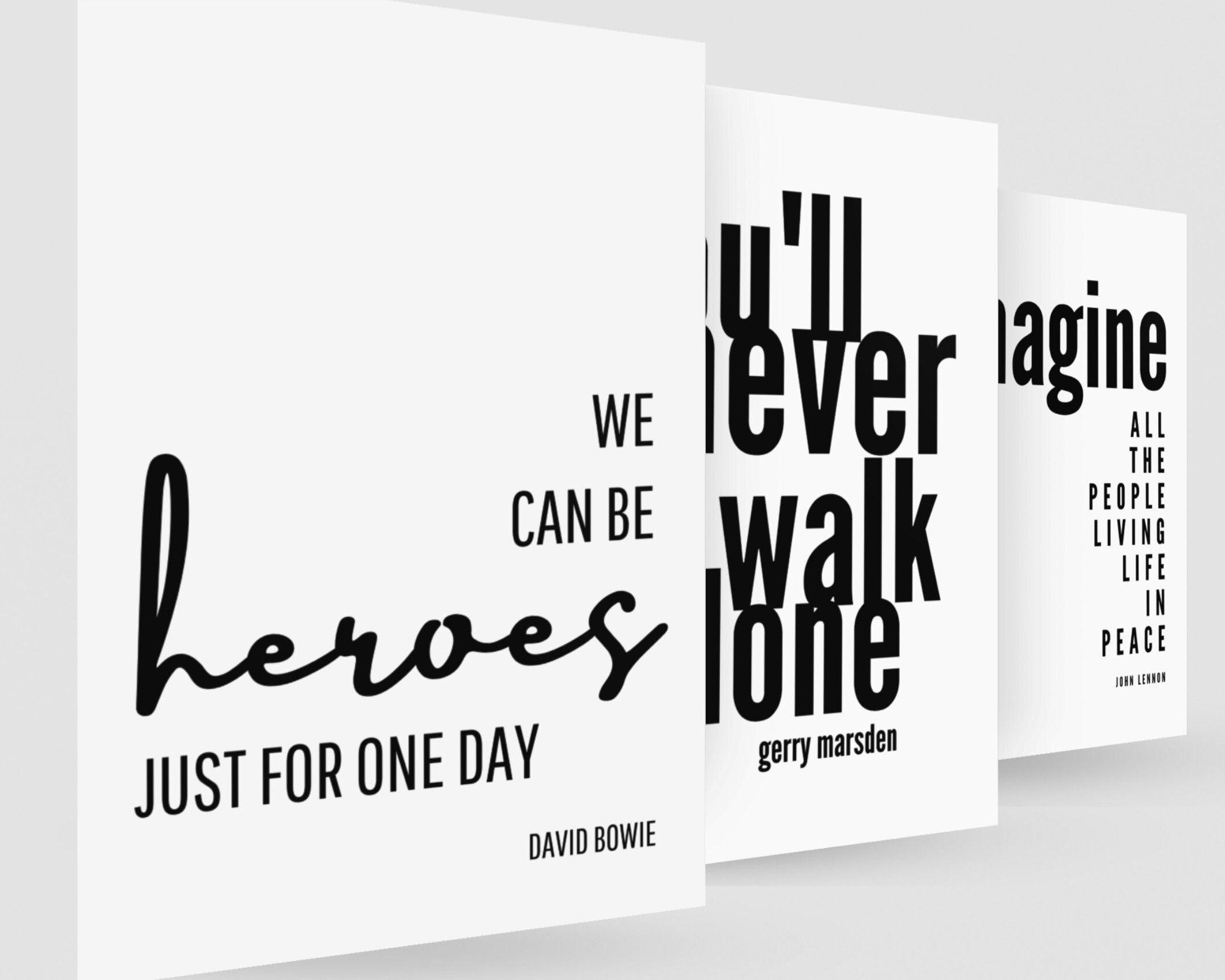 Poster Songtext | Heroes | David Bowie - Roo's Gift Shop