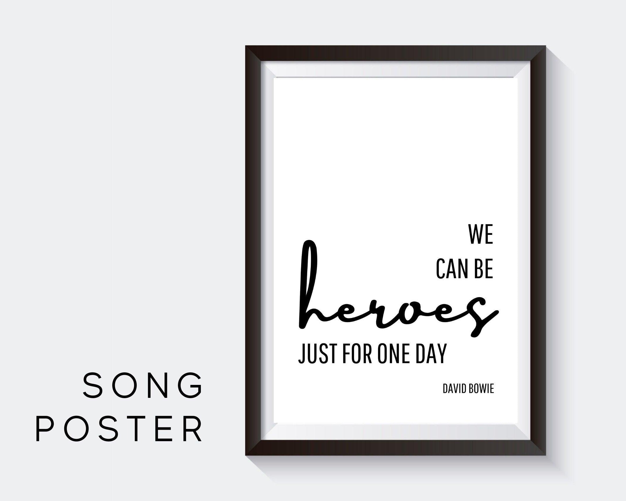 Poster Songtext | Heroes | David Bowie - Roo's Gift Shop
