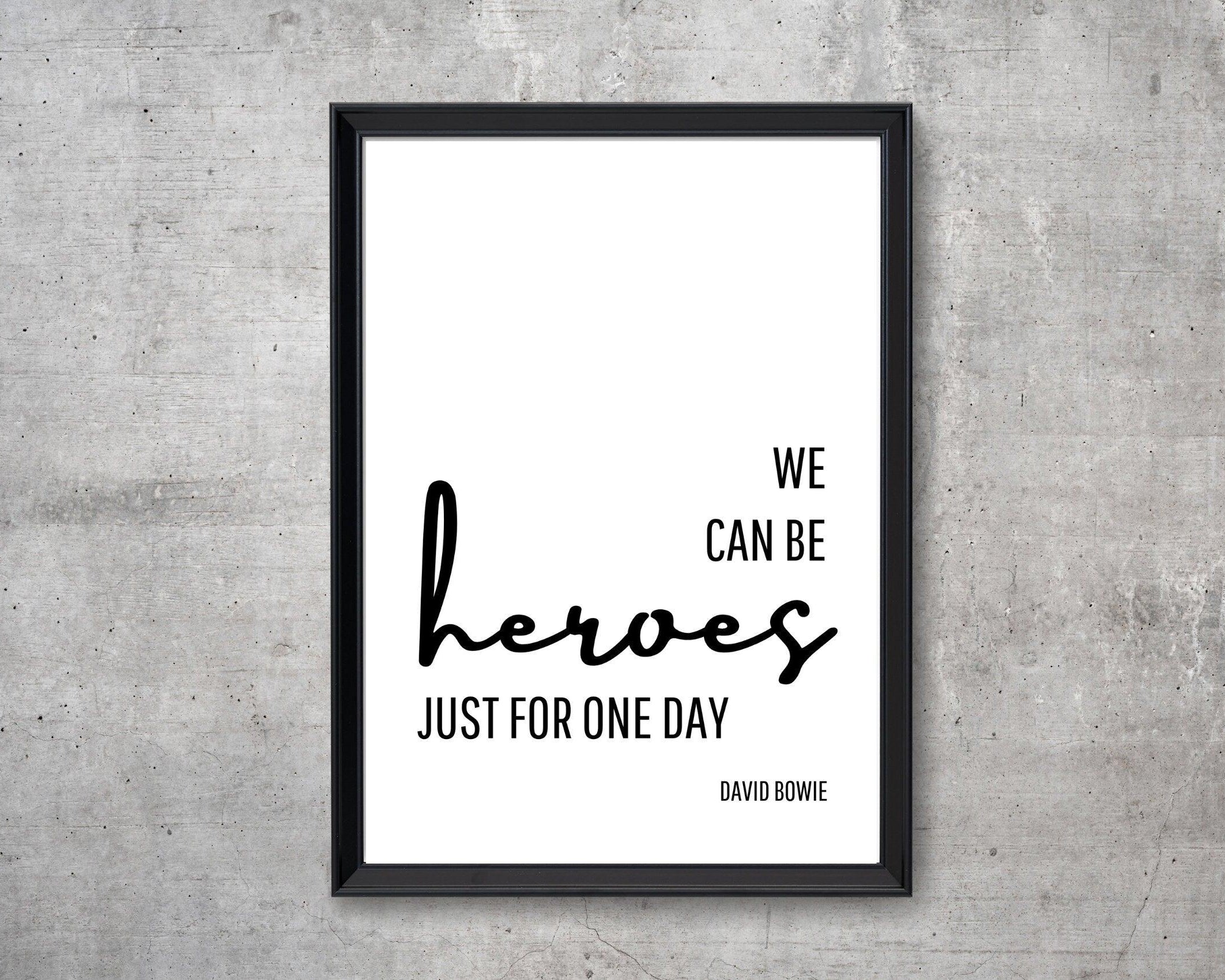 Poster Songtext | Heroes | David Bowie - Roo's Gift Shop