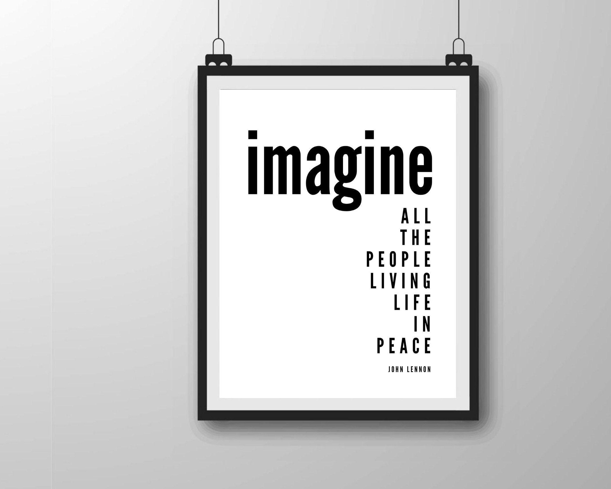 Poster Songtext | Imagine | John Lennon | Peace - Roo's Gift Shop
