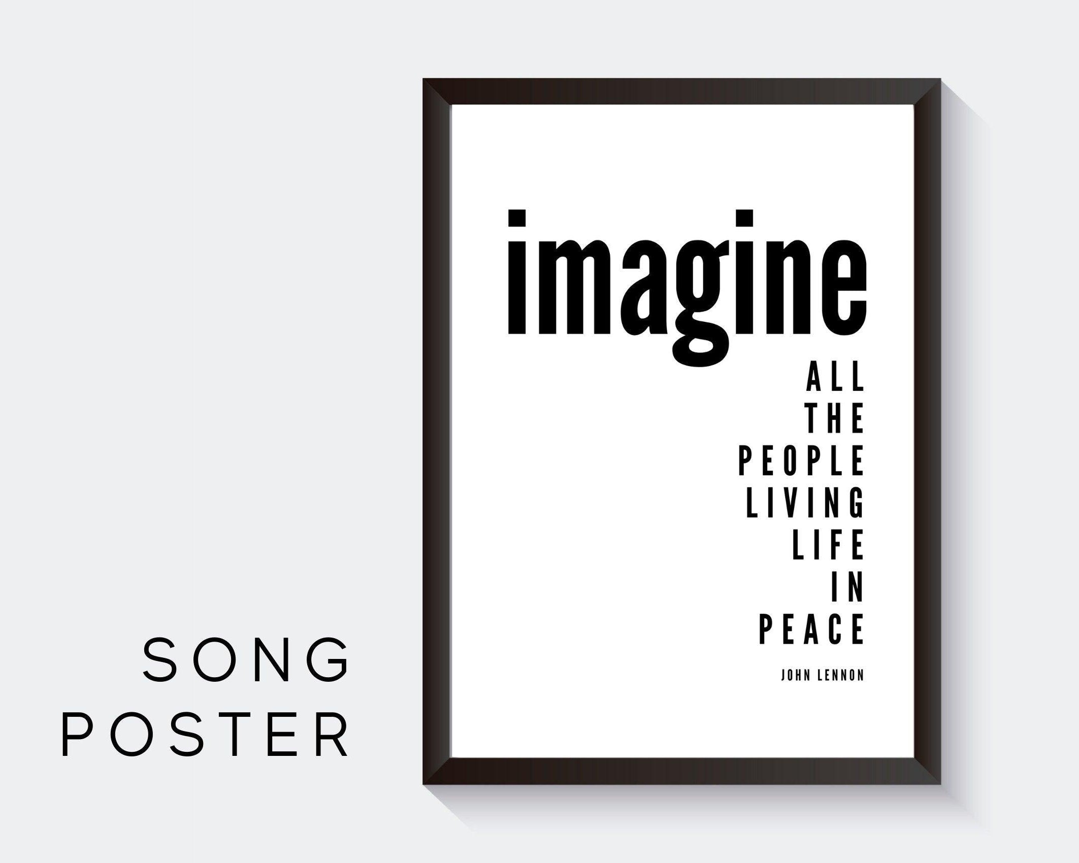 Poster Songtext | Imagine | John Lennon | Peace - Roo's Gift Shop