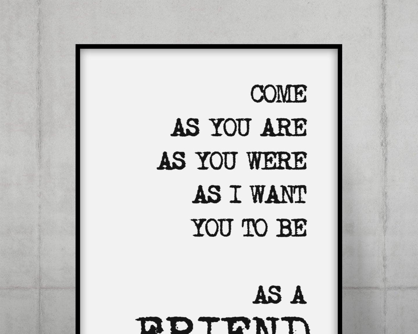 Poster Songtext | Kurt Cobain | Nirvana | Come as you are - Roo's Gift Shop