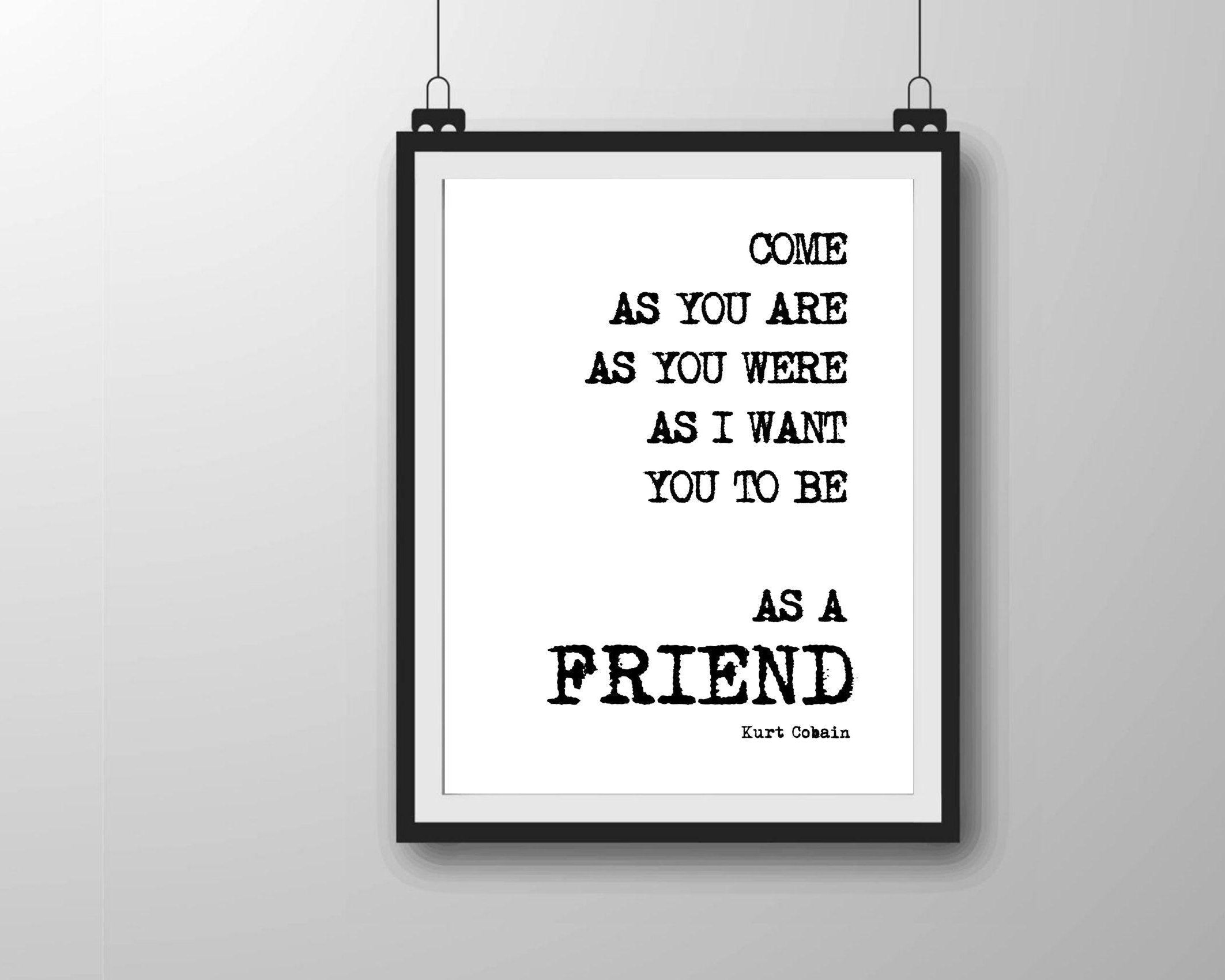 Poster Songtext | Kurt Cobain | Nirvana | Come as you are - Roo's Gift Shop