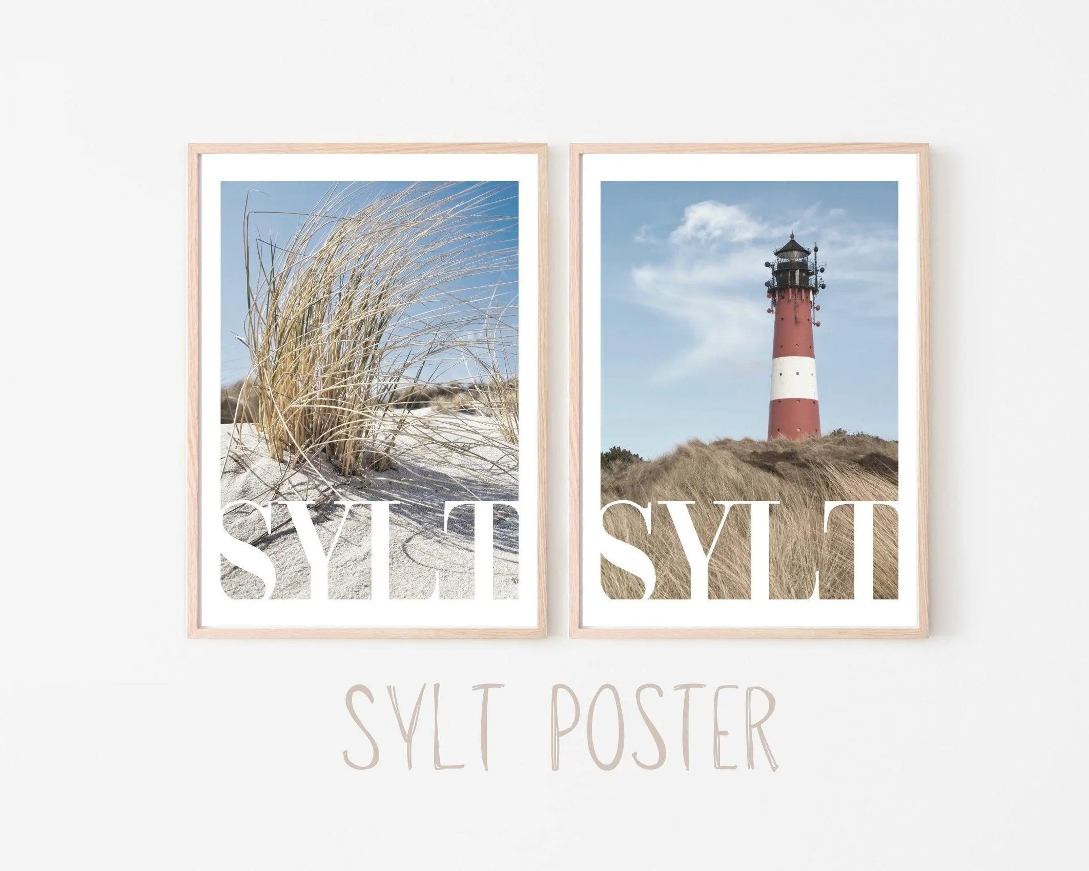 Poster SYLT | Stand | Leuchtturm | maritime Wand Deko - Roo's Gift Shop