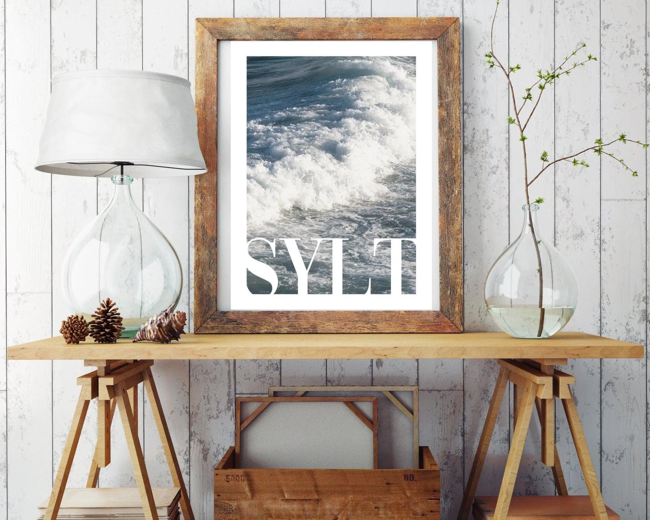 Poster SYLT | Strandkorb | Meer Welle | maritim Wand Deko - Roo's Gift Shop
