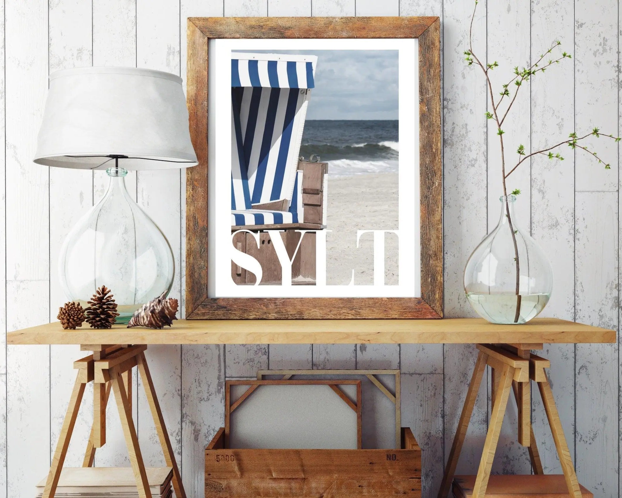 Poster SYLT | Strandkorb | Meer Welle | maritim Wand Deko - Roo's Gift Shop
