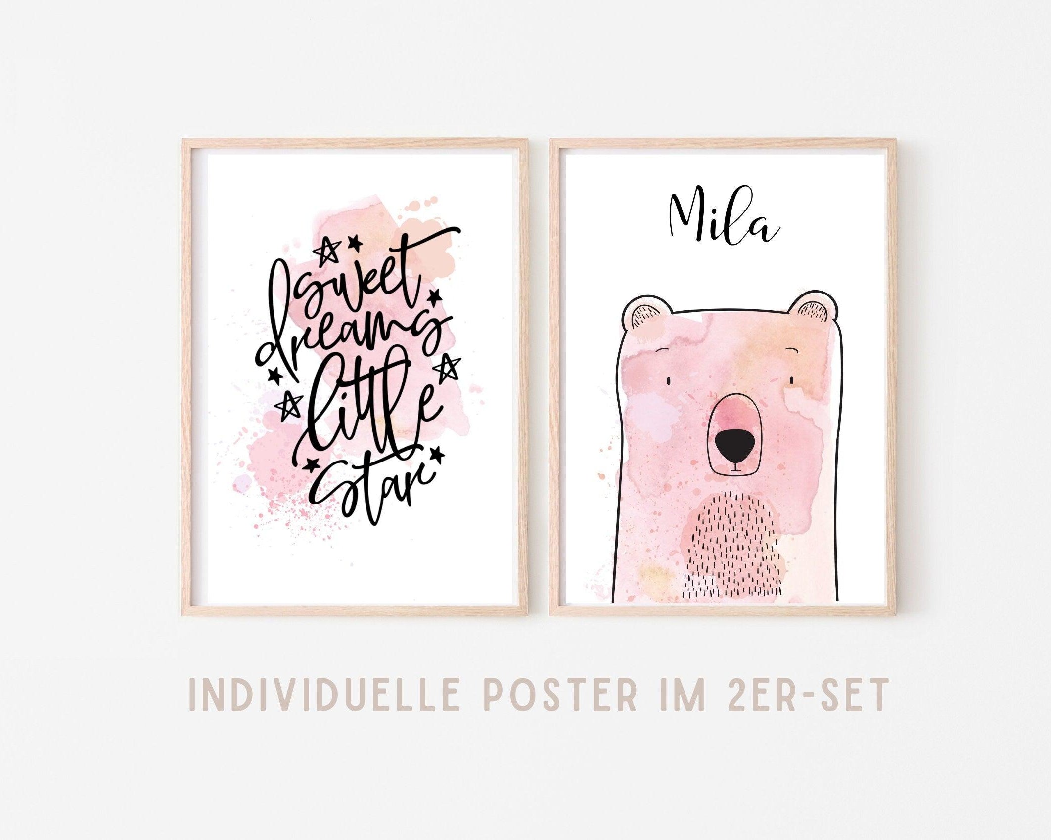 Poster zur Geburt | 2er-Set | Taufgeschenk | personalisiert - Roo's Gift Shop