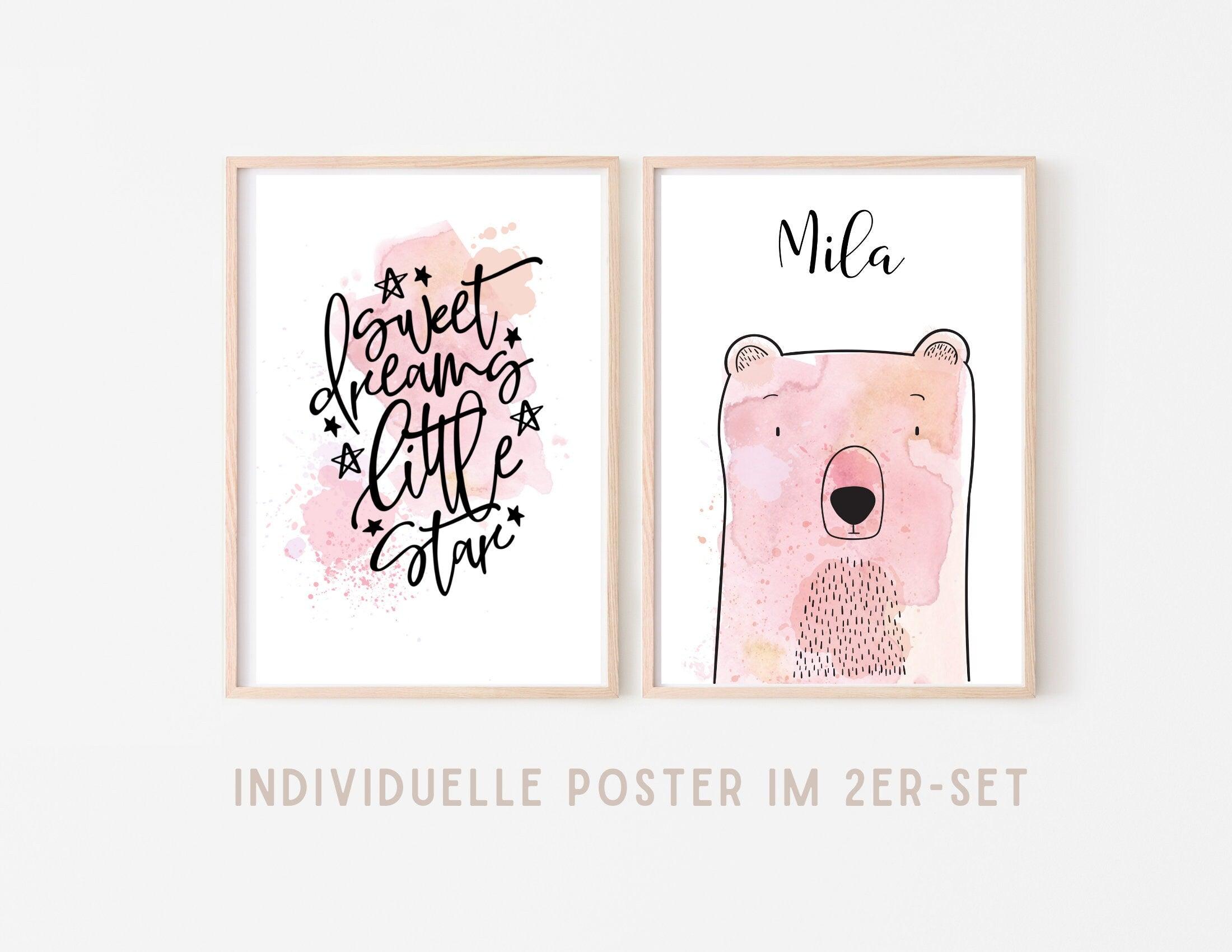 Poster zur Geburt | 2er-Set | Taufgeschenk | personalisiert - Roo's Gift Shop