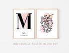 Poster zur Geburt | 2er-Set | Taufgeschenk | personalisiert - Roo's Gift Shop