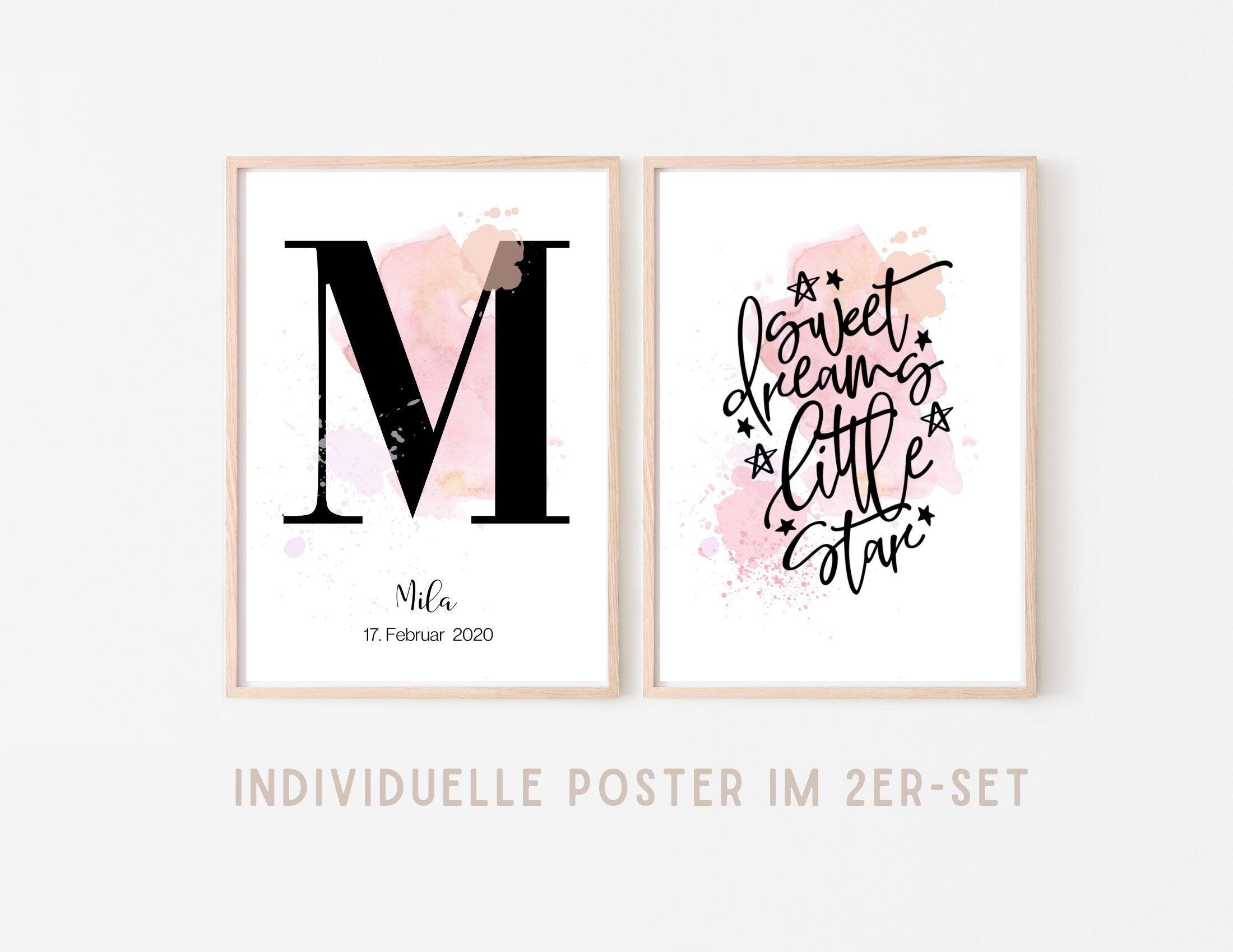 Poster zur Geburt | 2er-Set | Taufgeschenk | personalisiert - Roo's Gift Shop