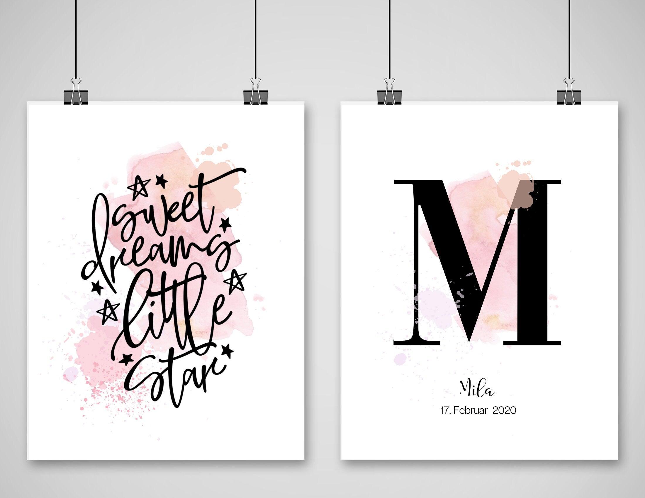 Poster zur Geburt | 2er-Set | Taufgeschenk | personalisiert - Roo's Gift Shop