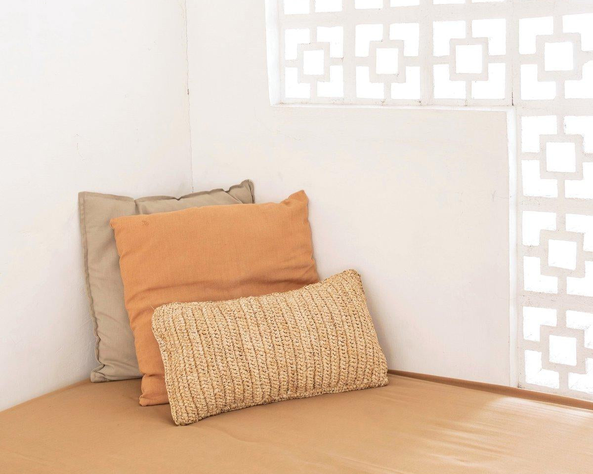 Raffia Dekokissen 50x30 cm mit Füllung Dekokissen Sofakissen DALUNG - Roo's Gift Shop