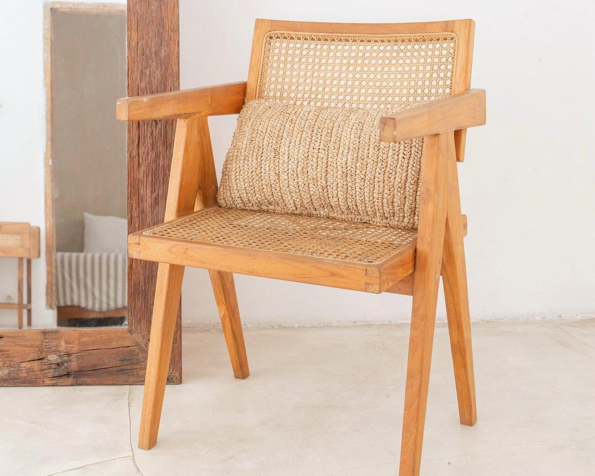 Raffia Dekokissen 50x30 cm mit Füllung Dekokissen Sofakissen DALUNG - Roo's Gift Shop