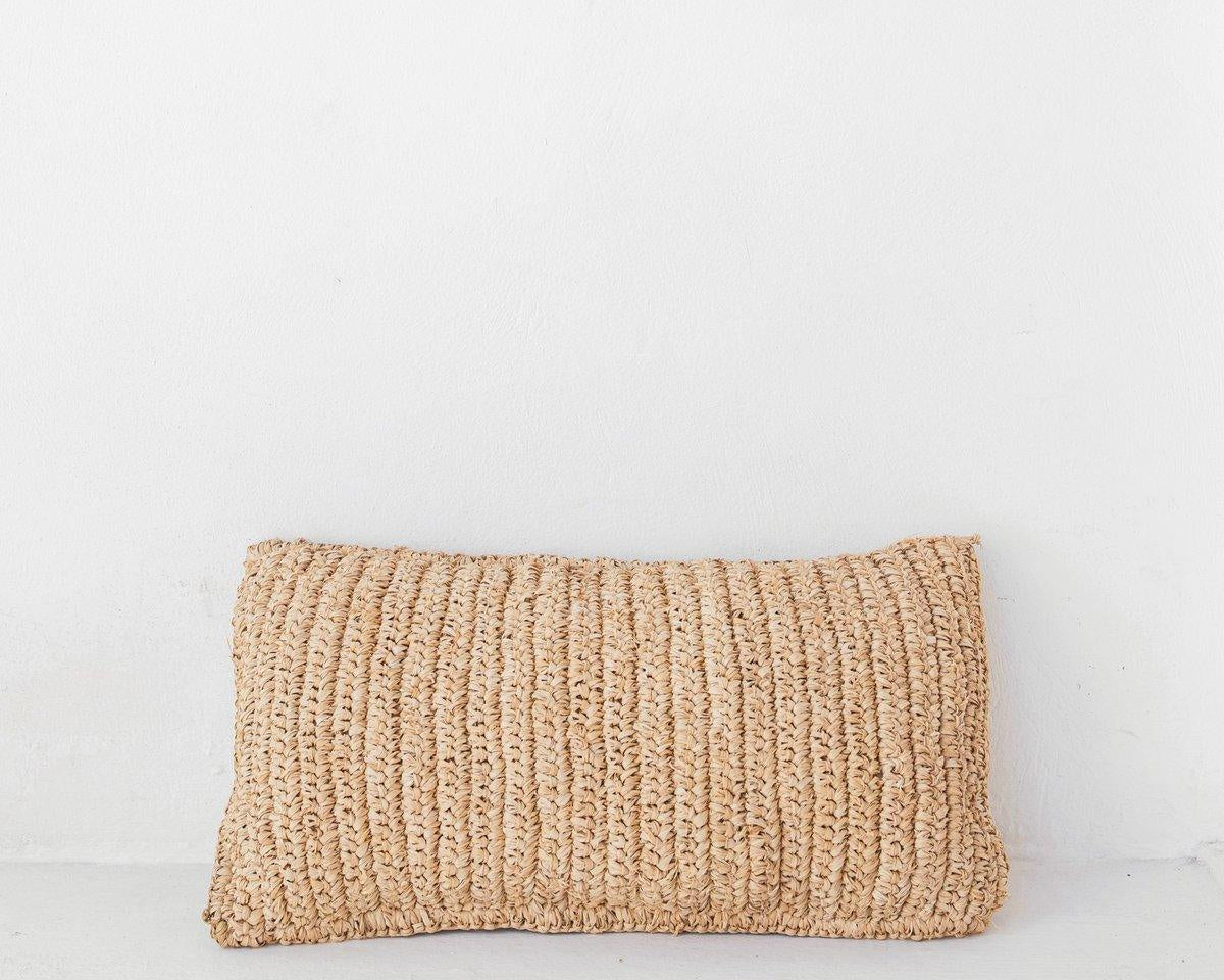 Raffia Dekokissen 50x30 cm mit Füllung Dekokissen Sofakissen DALUNG - Roo's Gift Shop