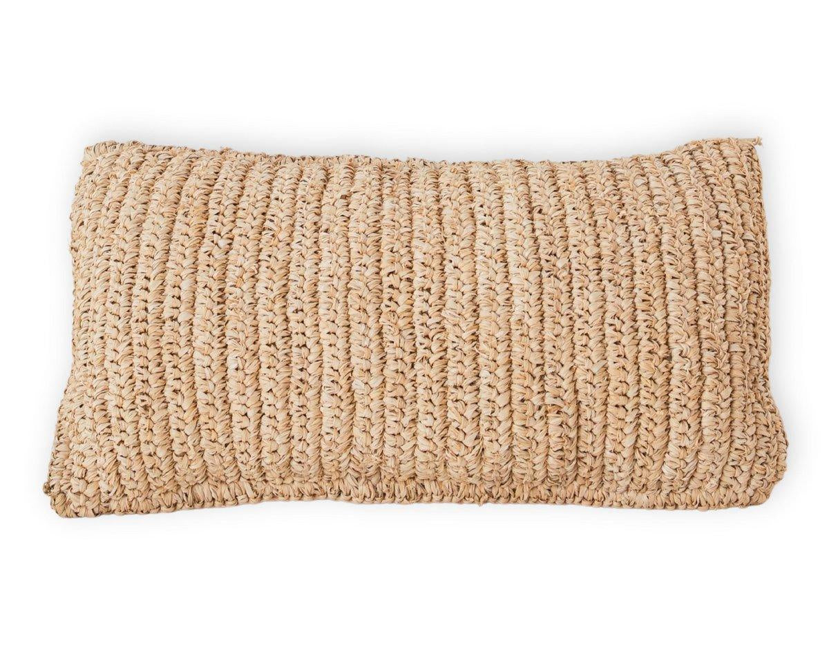 Raffia Dekokissen 50x30 cm mit Füllung Dekokissen Sofakissen DALUNG - Roo's Gift Shop