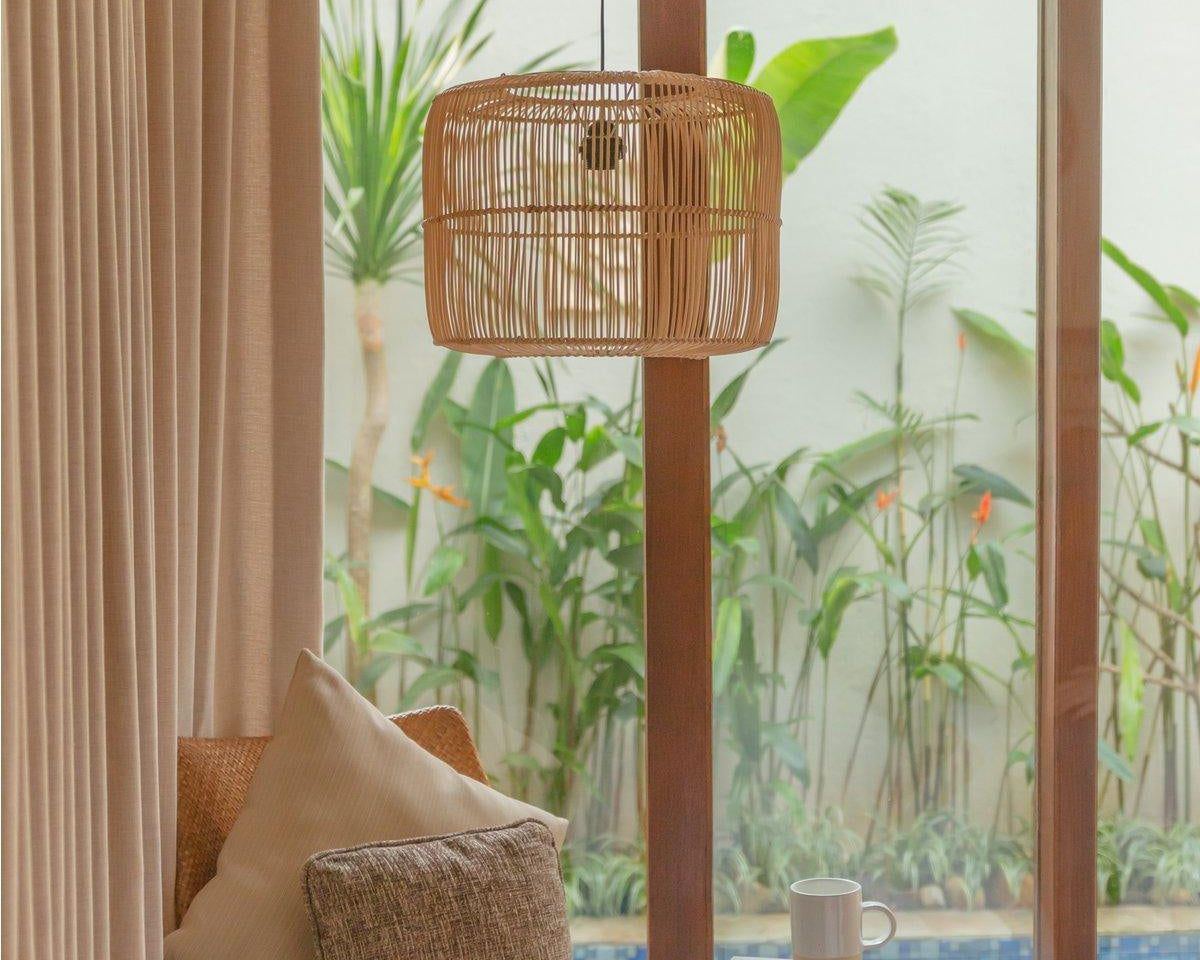 Rattanlampe | Boho Lampenschirm | Pendelleuchte LIKU (2 Größen) - Roo's Gift Shop