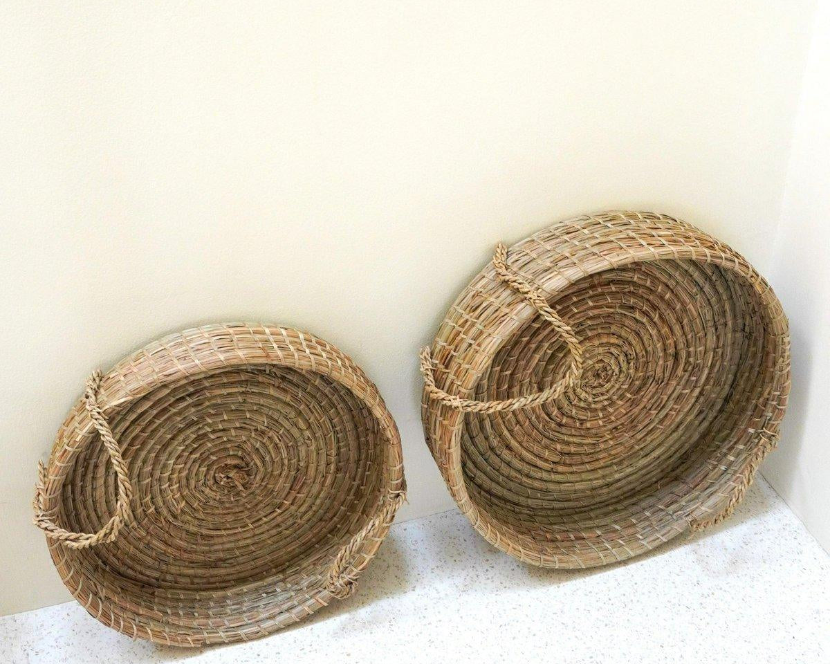 Rundes Boho Tablett PINTU | Seegras (in 2 Größen) - Roo's Gift Shop