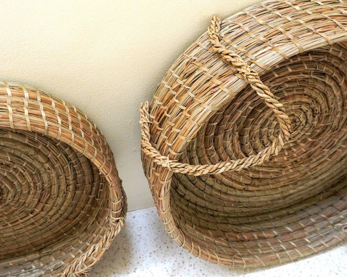 Rundes Boho Tablett PINTU | Seegras (in 2 Größen) - Roo's Gift Shop